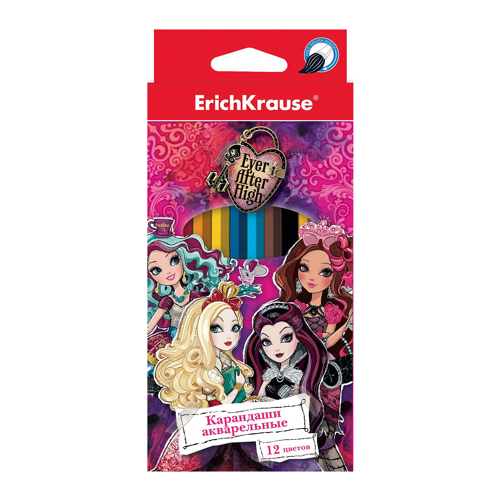 Акварельные Карандаши (12 цветов) Ever After High Акварельные Карандаши (12 цветов) Ever After HighПопулярные игрушки<br>Характеристики акварельных карандашей (12 цветов) Ever After High: <br><br>• возраст: от 5 лет<br>• пол: для девочек<br>• комплект: 12 карандашей.<br>• материал: пластик, полимер.<br>• размер упаковки: 21х1х10 см.<br>• упаковка: картонная коробка.<br>• бренд: ErichKrause<br>• страна обладатель бренда: Россия.<br><br>Двенадцать цветных карандашей, составляющих набор Эвер Афтер Хай, изготовлены из не совсем обычных для этих принадлежностей материалов - гибкого пластика и полимера. В связи с этим карандаши не ломаются ни при падении, ни при сгибании, а затачивать их столь же легко, как и деревянные. Кроме того, они имеют нетривиальную треугольную форму, а красочная коробка декорирована изображением персонажей серии фэшн-кукол Ever After High.<br><br>Набор цветных акварельных карандашей ArtBerry 12 цвета торговой марки ErichKrause можно купить в нашем интернет-магазине.<br><br>Ширина мм: 88<br>Глубина мм: 204<br>Высота мм: 8<br>Вес г: 95<br>Возраст от месяцев: 60<br>Возраст до месяцев: 216<br>Пол: Женский<br>Возраст: Детский<br>SKU: 5409240