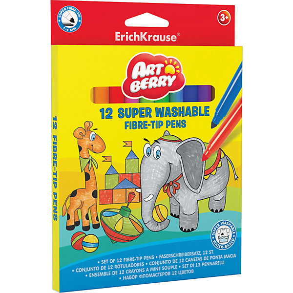 Фломастеры ArtBerry supertip easy washable, 12 цветов Фломастеры ArtBerry supertip easy washable, 12 цветовФломастеры<br>Характеристики товара:<br><br>• материал упаковки: пластик <br>• количество цветов: 12<br>• возраст: от 3 лет<br>• вес: 120 г<br>• страна производитель: Малайзия<br><br>Фломастеры – красивый и яркий материал для творчества. К сожалению, не все дети аккуратно рисуют. Но теперь проблема с удалением сложных пятен от фломастеров решена: новые фломастеры легко смываются водой с любой одежды!<br><br>Товар для творчества «Фломастеры ArtBerry supertip easy washable, 12 цветов можно купить в нашем интернет-магазине.<br><br>Ширина мм: 145<br>Глубина мм: 12<br>Высота мм: 200<br>Вес г: 120<br>Возраст от месяцев: 36<br>Возраст до месяцев: 2147483647<br>Пол: Унисекс<br>Возраст: Детский<br>SKU: 5409257