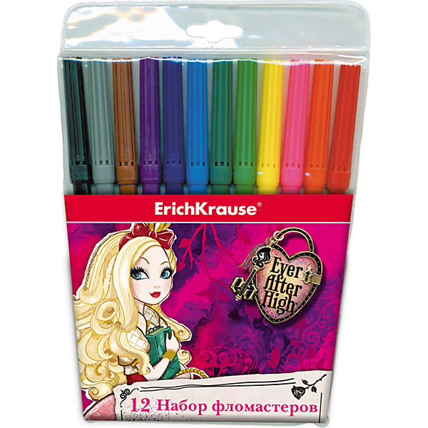 Фломастеры Ever After High, 12 цветов Фломастеры Ever After High, 12 цветовФломастеры<br>Характеристики товара:<br><br>• материал упаковки: пластик <br>• количество цветов: 12<br>• вентилируемый колпачок<br>• возраст: от 3 лет<br>• габариты упаковки: 13,5х18х1,2 см<br>• вес: 83 г<br>• страна производитель: Россия<br><br>Здоровое развитие ребенка невозможно без включения творческой программы в его дошкольное обучение. Рисование фломастерами – отличная возможность развить в малыше фантазию и нестандартное мышление. У фломастеров вентилируемый колпачок в целях безопасности.<br><br>Фломастеры Ever After High, 12 цветов, можно купить в нашем интернет-магазине.<br><br>Ширина мм: 135<br>Глубина мм: 180<br>Высота мм: 12<br>Вес г: 83<br>Возраст от месяцев: 36<br>Возраст до месяцев: 2147483647<br>Пол: Женский<br>Возраст: Детский<br>SKU: 5409265