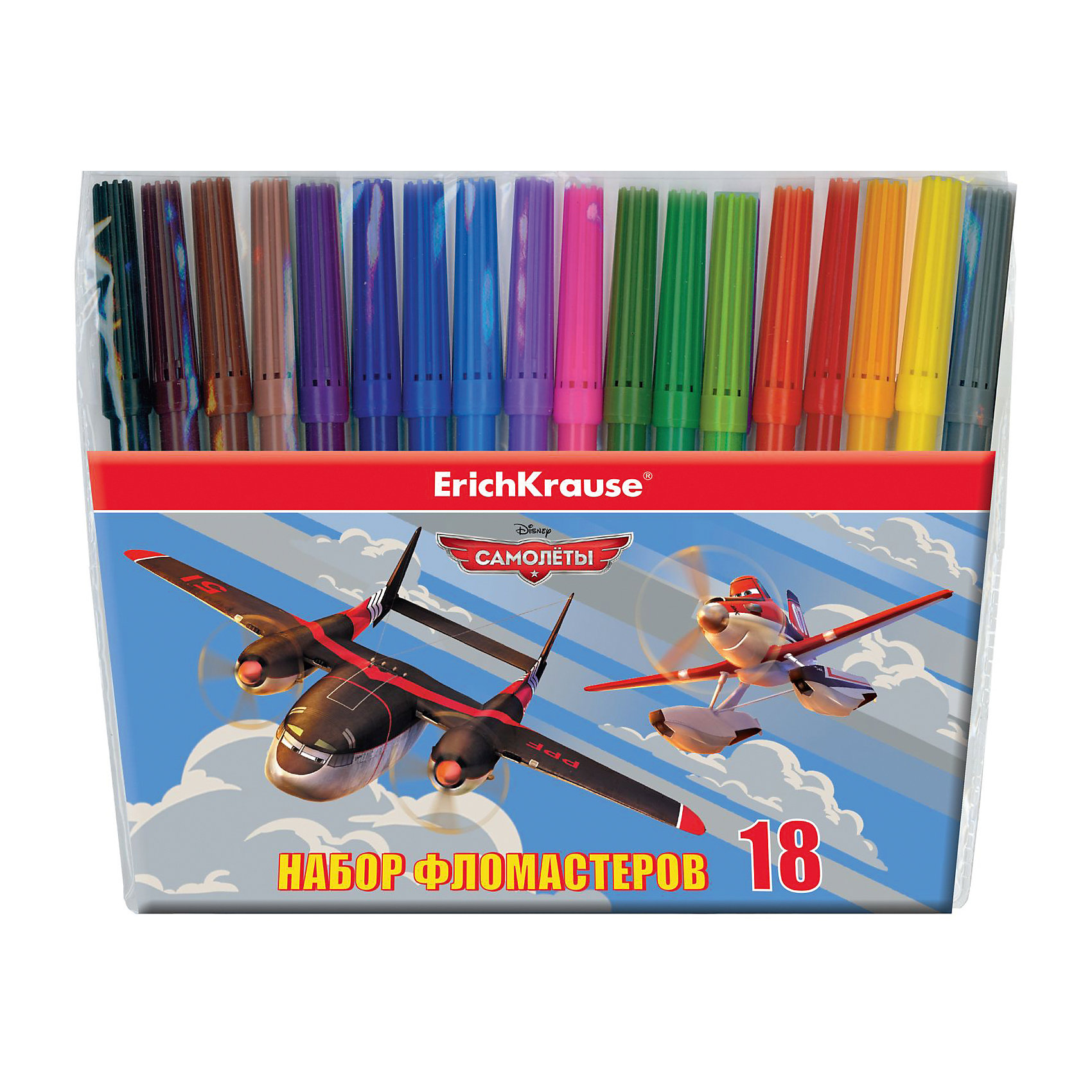 Фломастеры Flying Planes, 18 цветов Фломастеры Flying Planes, 18 цветовПисьменные принадлежности<br>Характеристики товара:<br><br>• материал упаковки: пластик <br>• количество цветов: 18<br>• вентилируемый колпачок<br>• возраст: от 3 лет<br>• габариты упаковки: 17,9х17,2х1,2 см<br>• вес: 123 г<br>• страна производитель: Россия<br><br>Здоровое развитие ребенка невозможно без включения творческой программы в его дошкольное обучение. Рисование фломастерами – отличная возможность развить в малыше фантазию и нестандартное мышление. У фломастеров вентилируемый колпачок в целях безопасности.!<br><br>Фломастеры Flying Planes, 18 цветов, можно купить в нашем интернет-магазине.<br><br>Ширина мм: 179<br>Глубина мм: 172<br>Высота мм: 12<br>Вес г: 123<br>Возраст от месяцев: 36<br>Возраст до месяцев: 2147483647<br>Пол: Мужской<br>Возраст: Детский<br>SKU: 5409269