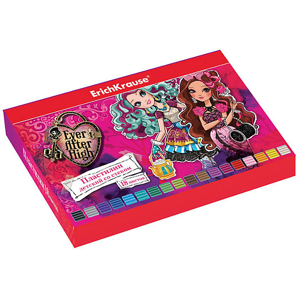 Пластилин 18 цветов Ever After High, 324г, со стеком Пластилин 18 цветов Ever After High, 324г, со стекомEver After High Товары для фанатов<br>Характеристики товара:<br><br>• упаковка: коробка<br>• в комплект входит: пластилин, стек<br>• количество цветов: 18<br>• возраст: от 3 лет<br>• габариты упаковки: 22х14х1,6 см<br>• вес: 300 г<br>• страна производитель: Россия<br><br>Работа с пластилином благотворно влияет на развитие малыша. Лепка развивает тактильные восприятия, работает с мелкой моторикой и творческими способностями. Итог лепки – яркая и необычная игрушка, сделанная своими руками.<br><br>Пластилин 18 цветов Ever After High/324г, со стеком, в коробке, можно купить в нашем интернет-магазине.<br><br>Ширина мм: 225<br>Глубина мм: 143<br>Высота мм: 16<br>Вес г: 381<br>Возраст от месяцев: 36<br>Возраст до месяцев: 2147483647<br>Пол: Женский<br>Возраст: Детский<br>SKU: 5409301