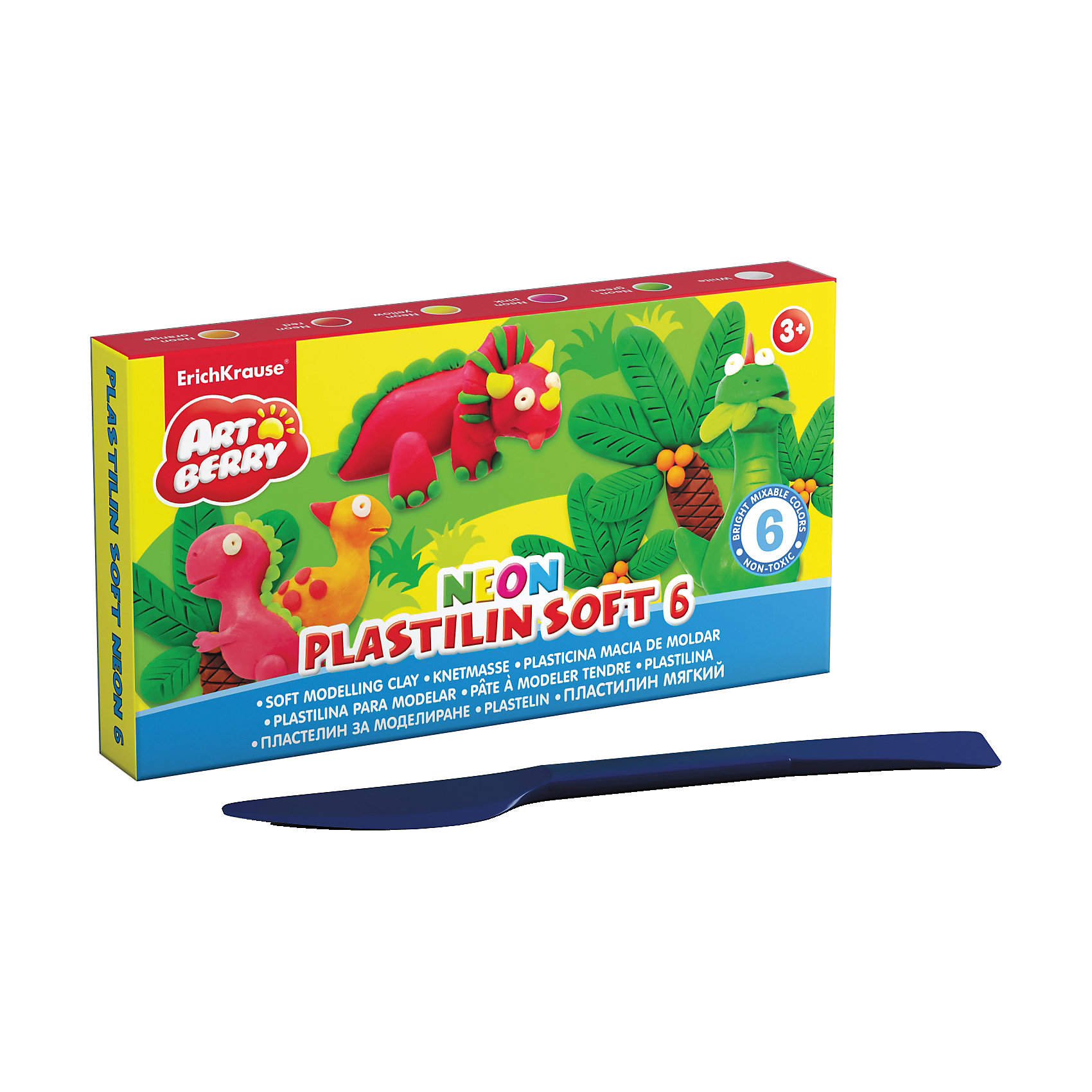 Пластилин мягкий Artberry NEON 6 цветов, 120г, со стеком Пластилин мягкий Artberry NEON 6 цветов, 120г, со стекомЛепка<br>ярко-зеленый, ярко-красный, ярко-желтый, ярко-оранжевый, ярко-розовый, белый<br><br>Ширина мм: 105<br>Глубина мм: 75<br>Высота мм: 45<br>Вес г: 139<br>Возраст от месяцев: 60<br>Возраст до месяцев: 216<br>Пол: Унисекс<br>Возраст: Детский<br>SKU: 5409317