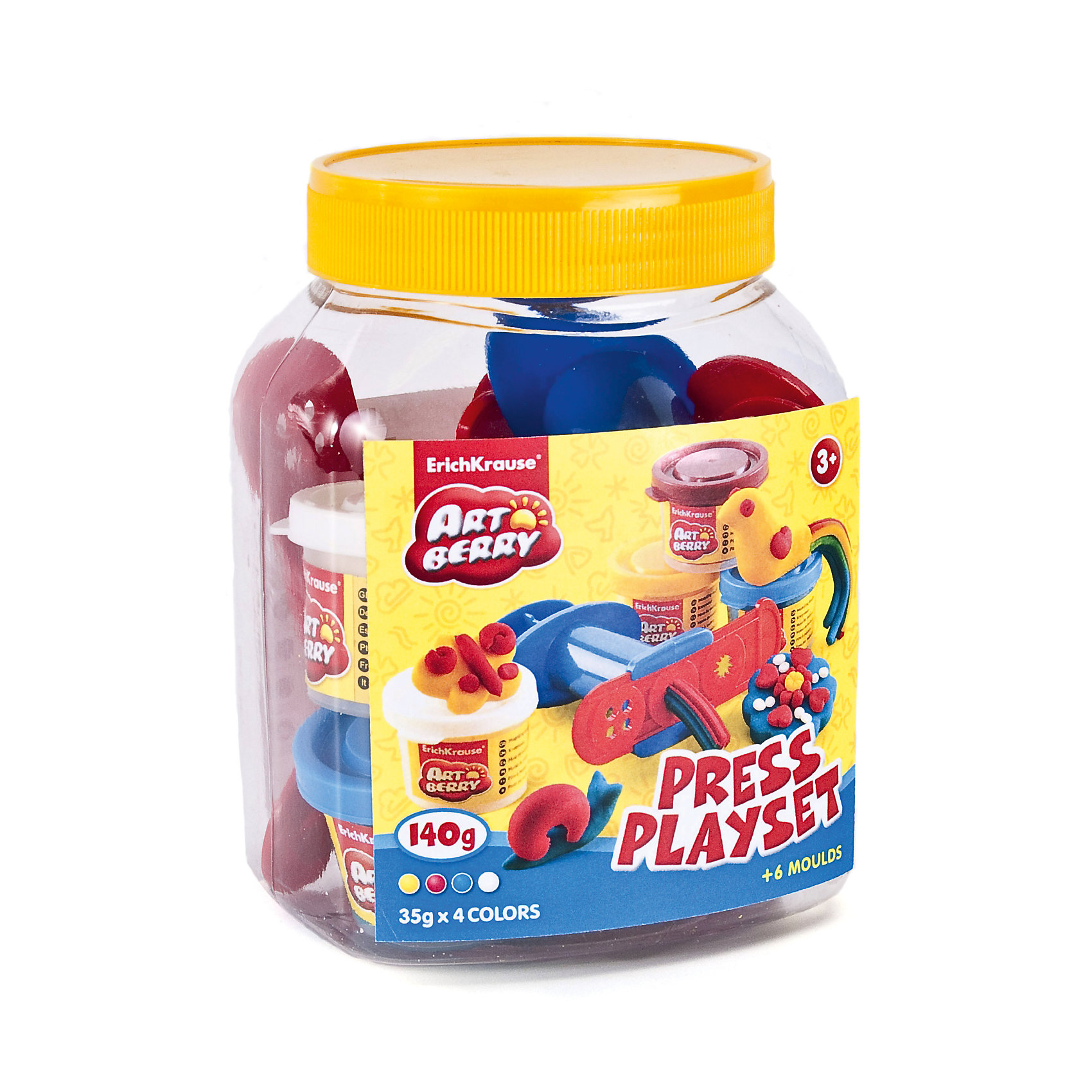 Набор для лепки: Пластилин на растительной основе Press Playset 4 цвета по 35г Набор для лепки: Пластилин на растительной основе Press Playset 4 цвета по 35гЛепка<br>Характеристики товара:<br><br>• материал упаковки: картонная коробка в термоплёнке<br>• в комплект входит: 4 цвета пластилина по 35 г + шприц для пластилина, 4 декоративные линейки, стек <br>• возраст: от 3 лет<br>• габариты упаковки: 11х14х10 см<br>• вес: 300 г<br>• страна производитель: Россия<br><br>Натуральная продукция – настоящая находка для детского творчества. Так, пластилин на растительной основе станет любимым материалов для творчества у вашего малыша. Мягкий, приятный для тактильного восприятия, он станет фаворитом среди пластилинов у малыша.<br><br>Набор для лепки: Пластилин на растительной основе Press Playset 4 цвета по 35 г, можно купить в нашем интернет-магазине.<br><br>Ширина мм: 110<br>Глубина мм: 140<br>Высота мм: 95<br>Вес г: 308<br>Возраст от месяцев: 36<br>Возраст до месяцев: 2147483647<br>Пол: Унисекс<br>Возраст: Детский<br>SKU: 5409338