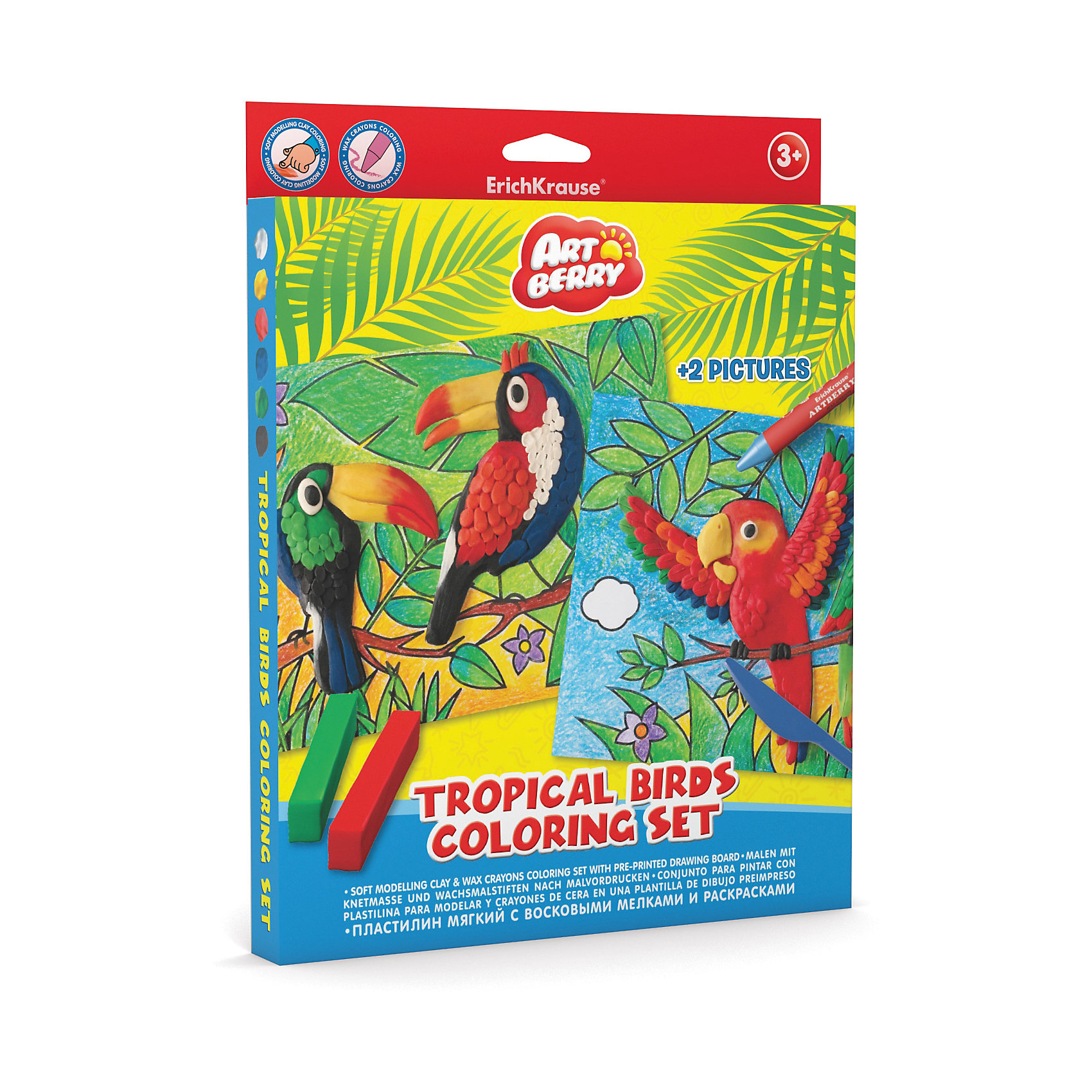 Наборя для творчества Tropical Birds Coloring Set Artberry Наборя для творчества Tropical Birds Coloring Set ArtberryЛепка<br>Пластилин мягкий 6цв+восковые мелки 8цв+раскраски 2шт Tropical Birds Coloring Set Artberry<br><br>Ширина мм: 230<br>Глубина мм: 300<br>Высота мм: 25<br>Вес г: 272<br>Возраст от месяцев: 60<br>Возраст до месяцев: 216<br>Пол: Унисекс<br>Возраст: Детский<br>SKU: 5409351