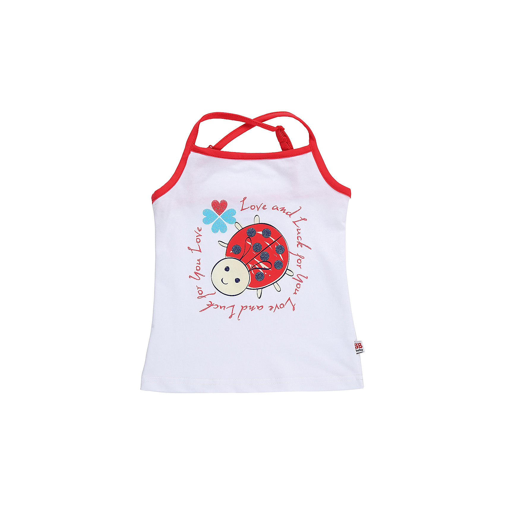 Майка для девочки Sweet Berry Майка для девочки Sweet BerryФутболки, топы<br>Майка-топ из хлопкового полотна для девочки декорированная ярким принитом.<br>Состав:<br>95%хлопок 5%эластан<br><br>Ширина мм: 199<br>Глубина мм: 10<br>Высота мм: 161<br>Вес г: 151<br>Цвет: белый<br>Возраст от месяцев: 12<br>Возраст до месяцев: 15<br>Пол: Женский<br>Возраст: Детский<br>Размер: 80,86,92,98<br>SKU: 5410978