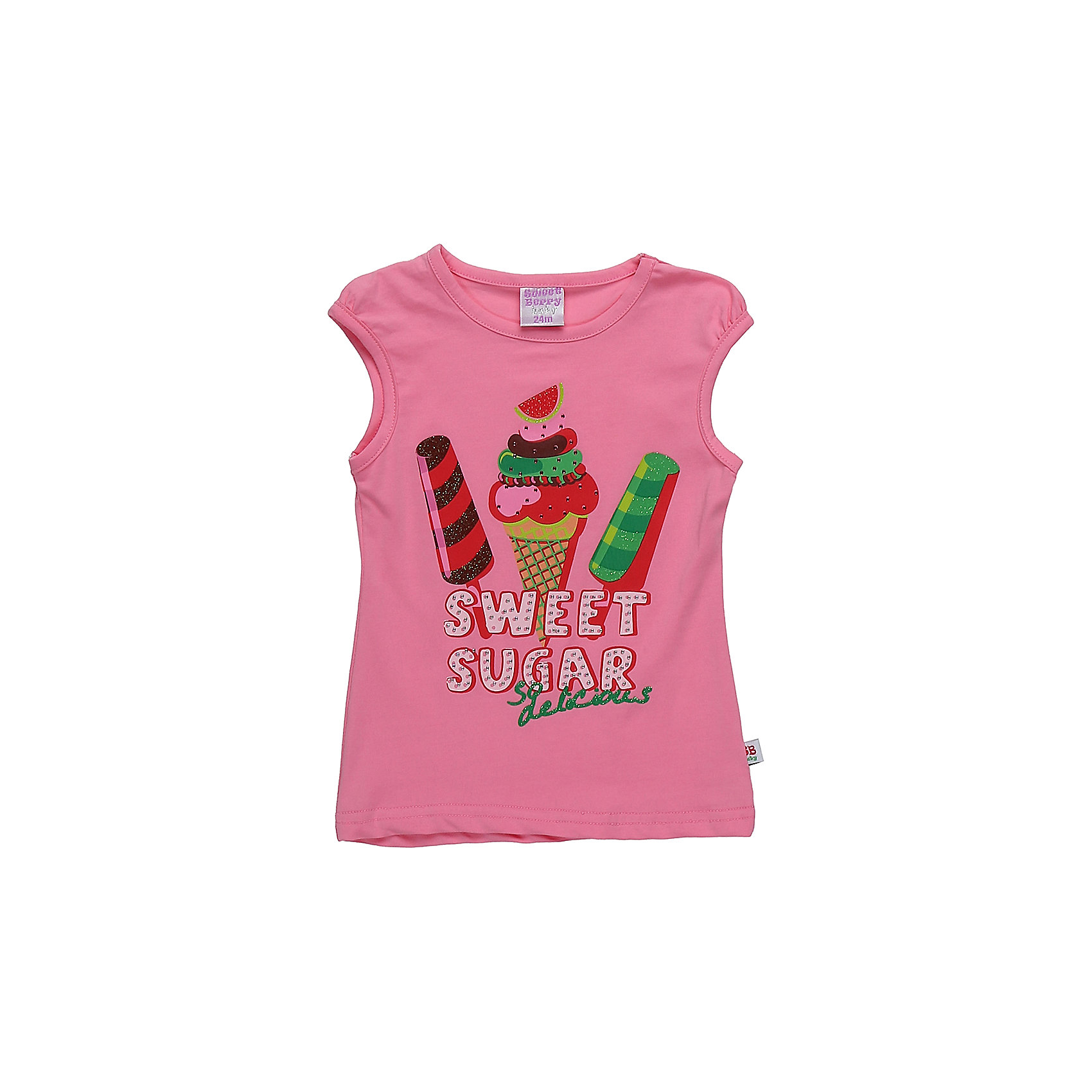 Футболка для девочки Sweet Berry Футболка для девочки Sweet BerryФутболки, топы<br>Яркая трикотажная футболка для девочки декорированная оригинальным принтом.<br>Состав:<br>95%хлопок 5%эластан<br><br>Ширина мм: 199<br>Глубина мм: 10<br>Высота мм: 161<br>Вес г: 151<br>Цвет: розовый<br>Возраст от месяцев: 12<br>Возраст до месяцев: 15<br>Пол: Женский<br>Возраст: Детский<br>Размер: 80,86,92,98<br>SKU: 5411296
