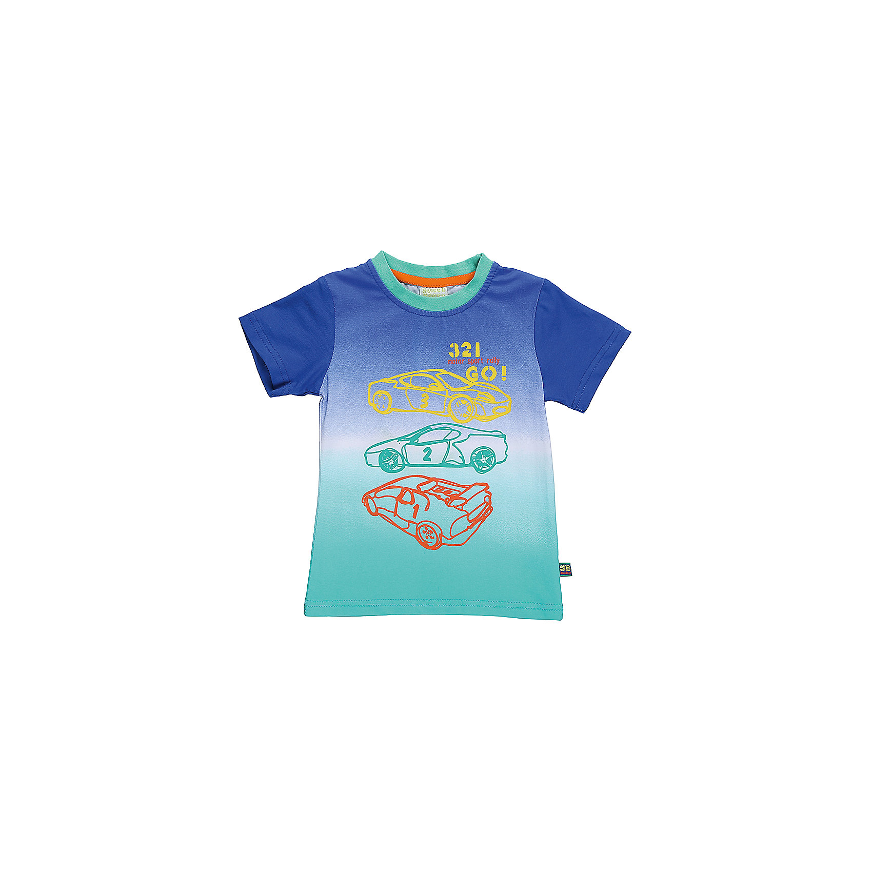 Футболка для мальчика Sweet Berry Футболка для мальчика Sweet BerryФутболки, поло и топы<br>Стильная хлопковая футболка для мальчика с градиентом, декорированная контурным изображением машин. Горловина выполнена из контрастного бирюзового канта.<br>Состав:<br>95%хлопок 5%эластан<br><br>Ширина мм: 199<br>Глубина мм: 10<br>Высота мм: 161<br>Вес г: 151<br>Цвет: разноцветный<br>Возраст от месяцев: 18<br>Возраст до месяцев: 24<br>Пол: Мужской<br>Возраст: Детский<br>Размер: 98,80,86,92<br>SKU: 5411536
