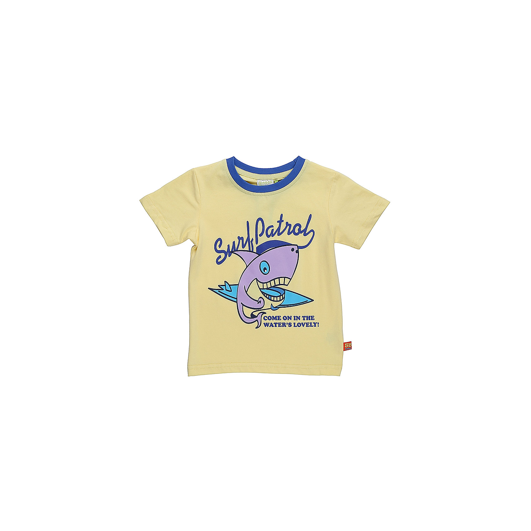 Футболка для мальчика Sweet Berry Футболка для мальчика Sweet BerryФутболки, топы<br>Яркая футболка для мальчика с оригинальным принтом для мальчика. Горловина выполнена из контрастного синего канта.<br>Состав:<br>95%хлопок 5%эластан<br><br>Ширина мм: 199<br>Глубина мм: 10<br>Высота мм: 161<br>Вес г: 151<br>Цвет: желтый<br>Возраст от месяцев: 12<br>Возраст до месяцев: 18<br>Пол: Мужской<br>Возраст: Детский<br>Размер: 86,92,98,80<br>SKU: 5411688