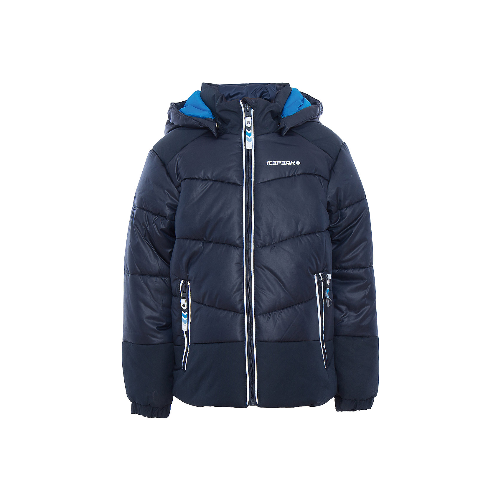 Куртка для мальчика ICEPEAK Куртка для мальчика ICEPEAKОдежда<br>Куртка для мальчика от известного бренда ICEPEAK.<br>Куртка с отстегивающимся капюшоном, капюшон с искусственным мехом, утяжка в нижней части куртки, утепленные и мягкие боковые карманы на молнии, на концах рукава эластичные резинки, светоотражающие элементы, искусственный утеплитель Finnwad, утепление 240/240 гр., рекомендуемый температурный режим до -20 град.<br>Технологии: Water repellent; Children’s safety; Reflectors<br>Состав:<br>100% полиэстер<br><br>Ширина мм: 356<br>Глубина мм: 10<br>Высота мм: 245<br>Вес г: 519<br>Цвет: синий<br>Возраст от месяцев: 18<br>Возраст до месяцев: 24<br>Пол: Мужской<br>Возраст: Детский<br>Размер: 92,98,104,110,116,122<br>SKU: 5413882