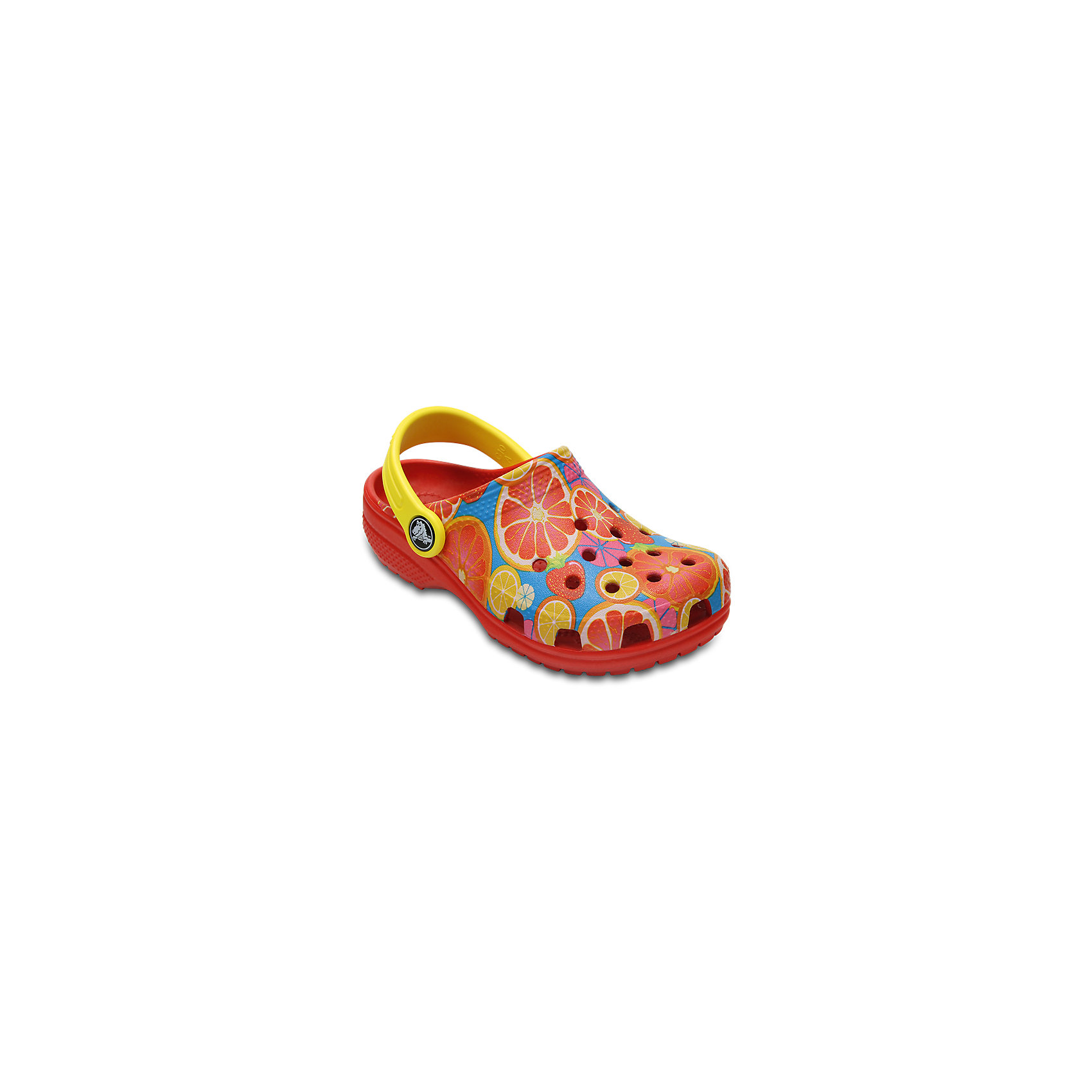 Сабо Kids Classic, CROCS Сабо Kids Classic, CROCSПляжная обувь<br>Характеристики товара:<br><br>• цвет: красный<br>• принт: Фрукты<br>• сезон: лето<br>• тип: пляжная обувь<br>• материал: 100% полимер Croslite™<br>• под воздействием температуры тела принимают форму стопы<br>• полностью литая модель<br>• вентиляционные отверстия<br>• бактериостатичный материал<br>• пяточный ремешок фиксирует стопу<br>• отверстия для использования украшений<br>• анатомическая стелька с массажными точками<br>• страна бренда: США<br>• страна изготовитель: Китай<br><br>Для правильного развития ребенка крайне важно, чтобы обувь была удобной.<br><br>Такие сабо обеспечивают детям необходимый комфорт, а анатомическая стелька с массажными линиями для стимуляции кровообращения позволяет ножкам дольше не уставать. <br><br>Сабо легко надеваются и снимаются, отлично сидят на ноге. <br><br>Материал, из которого они сделаны, не дает размножаться бактериям, поэтому такая обувь препятствует образованию неприятного запаха и появлению болезней стоп.<br><br>Обувь от американского бренда Crocs в данный момент завоевала широкую популярность во всем мире, и это не удивительно - ведь она невероятно удобна. <br><br>Её носят врачи, спортсмены, звёзды шоу-бизнеса, люди, которым много времени приходится бывать на ногах - они понимают, как важна комфортная обувь. <br><br>Продукция Crocs - это качественные товары, созданные с применением новейших технологий. <br><br>Обувь отличается стильным дизайном и продуманной конструкцией. Изделие производится из качественных и проверенных материалов, которые безопасны для детей.<br><br>Сабо Kids Classic от торговой марки Crocs можно купить в нашем интернет-магазине.<br><br>Ширина мм: 225<br>Глубина мм: 139<br>Высота мм: 112<br>Вес г: 290<br>Цвет: красный<br>Возраст от месяцев: 36<br>Возраст до месяцев: 48<br>Пол: Унисекс<br>Возраст: Детский<br>Размер: 27,28,29,30,21,22,23,25,26,31/32,33/34,34/35,24<br>SKU: 5416428
