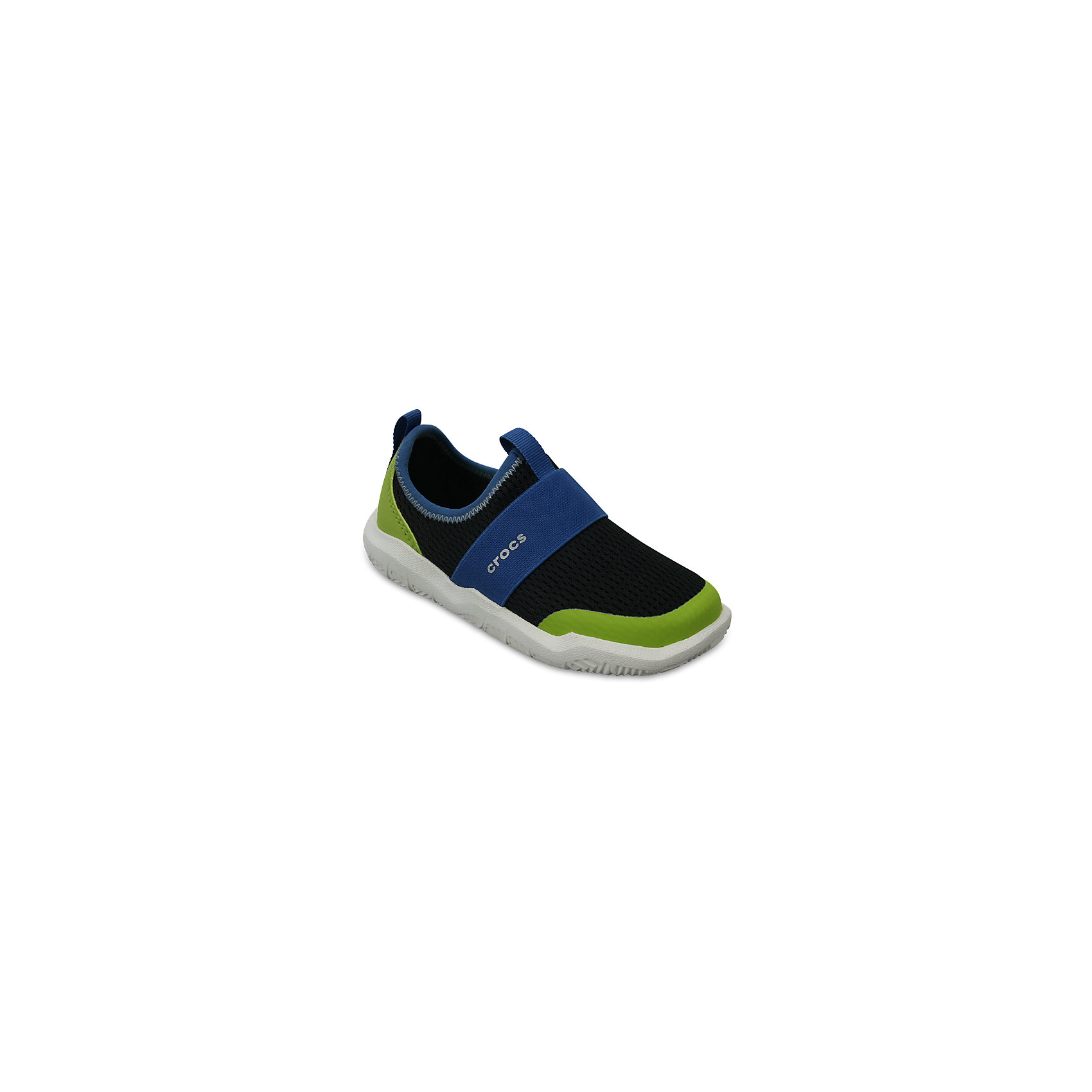 Кроссовки Kids Swiftwater Easy-On Shoes, черный, зеленый Кроссовки Kids Swiftwater Easy-On Shoes, черный, зеленыйПляжная обувь<br>Характеристики:<br><br>• цвет: черный, зеленый<br>• материал: верх - текстиль, низ - 100% полимер Croslite™<br>• дышащая сетка-меш для удобства надевания и снимания<br>• модная эластичная вставка сверху<br>• сезон: демисезон, лето<br>• легкий сетчатый материал; носок усилен тканью <br>• эластичный ремешок для более удобной посадки и надежной фиксации<br>• петля на заднике для удобства надевания<br>• стелька Croslite™<br><br>Продукция Crocs - это качественные товары, созданные с применением новейших технологий. <br><br>Обувь отличается стильным дизайном и продуманной конструкцией. <br><br>Изделие производится из качественных и проверенных материалов, которые безопасны для детей.<br><br>Кроссовки Kids Swiftwater Easy-On Shoes от торговой марки Crocs можно купить в нашем интернет-магазине.<br><br>Ширина мм: 250<br>Глубина мм: 150<br>Высота мм: 150<br>Вес г: 250<br>Цвет: черный<br>Возраст от месяцев: 60<br>Возраст до месяцев: 72<br>Пол: Унисекс<br>Возраст: Детский<br>Размер: 29,34/35,27,28,30,23,24,25,26,31/32,33/34<br>SKU: 5417093