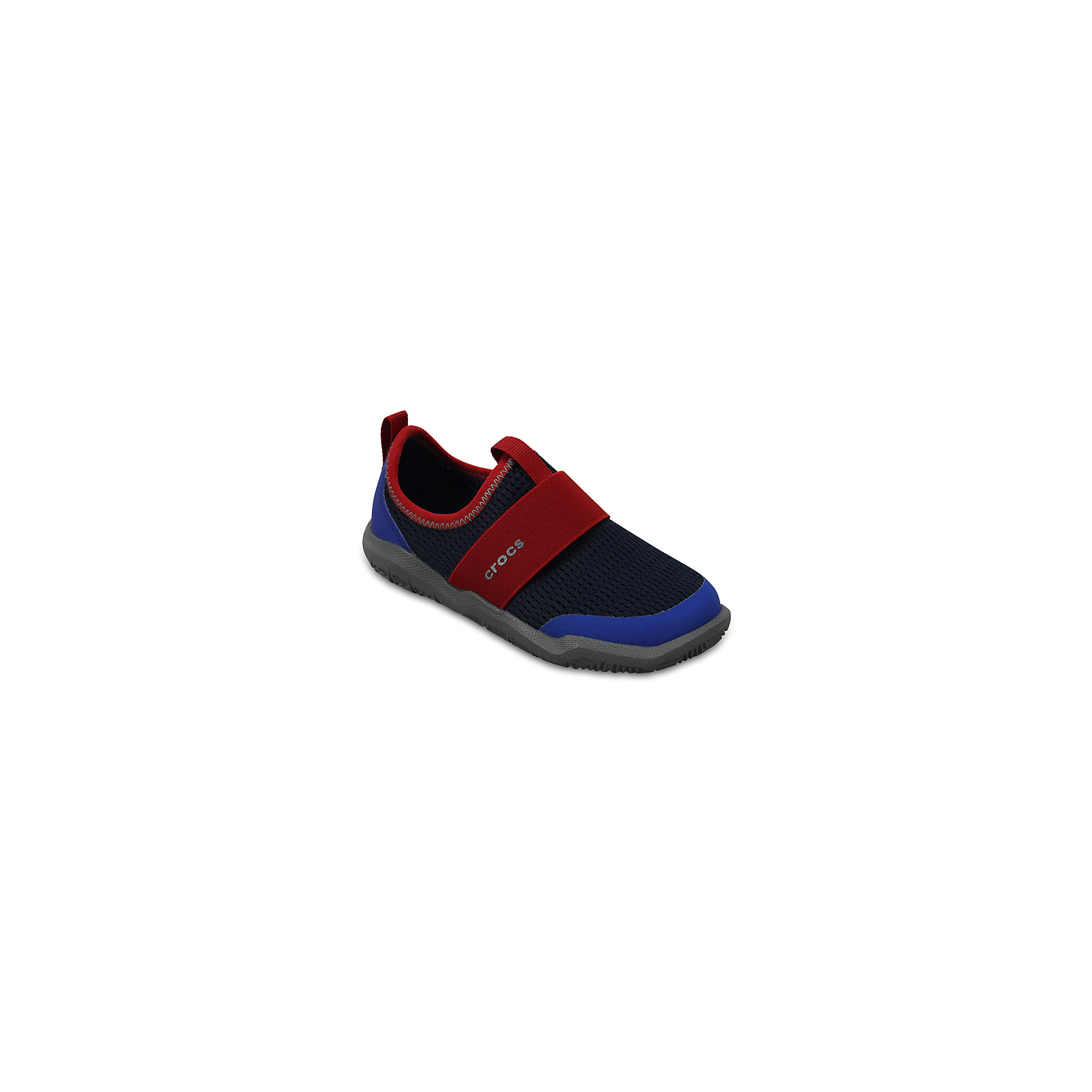 Кроссовки Kids Swiftwater Easy-On Shoes, черный, синий Кроссовки Kids Swiftwater Easy-On Shoes, черный, синийКроссовки<br>Характеристики:<br><br>• цвет: черный, синий<br>• материал: верх - текстиль, низ - 100% полимер Croslite™<br>• дышащая сетка-меш для удобства надевания и снимания<br>• модная эластичная вставка сверху<br>• сезон: демисезон, лето<br>• легкий сетчатый материал; носок усилен тканью <br>• эластичный ремешок для более удобной посадки и надежной фиксации<br>• петля на заднике для удобства надевания<br>• стелька Croslite™<br><br>Продукция Crocs - это качественные товары, созданные с применением новейших технологий. <br><br>Обувь отличается стильным дизайном и продуманной конструкцией. <br><br>Изделие производится из качественных и проверенных материалов, которые безопасны для детей.<br><br>Кроссовки Kids Swiftwater Easy-On Shoes от торговой марки Crocs можно купить в нашем интернет-магазине.<br><br>Ширина мм: 250<br>Глубина мм: 150<br>Высота мм: 150<br>Вес г: 250<br>Цвет: синий<br>Возраст от месяцев: 120<br>Возраст до месяцев: 132<br>Пол: Унисекс<br>Возраст: Детский<br>Размер: 33/34,34/35,31/32,26,25,24,23,30,29,28,27<br>SKU: 5417105