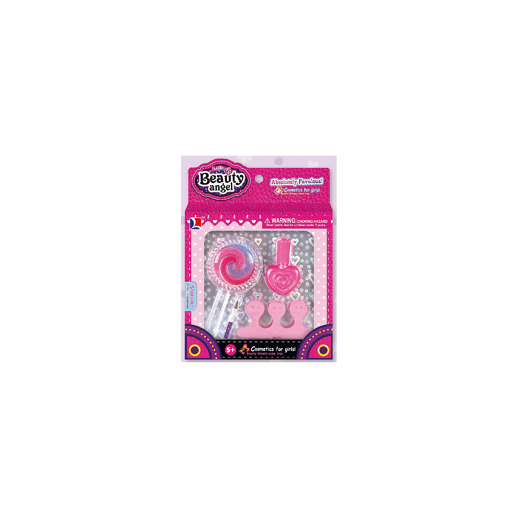 Игровой мини-набор Твистер, Beauty Angel Игровой мини-набор Твистер, Beauty AngelКосметика, грим и парфюмерия<br>Характеристики:<br><br>• Вид игрушек: детская косметика<br>• Пол: для девочки<br>• Материал: пластик, натуральные компоненты и красители<br>• Цвет: оттенки розового<br>• Комплектация: <br> блеск для губ – 1 тон<br> лак для ногтей – 1 тон<br> сепаратор для ногтей – 1 шт.<br> кисточка – 1 шт.<br>• Форма футляра: круглый леденец<br>• Размер упаковки (Д*Ш*В): 14*2,5*19,8 см<br>• Вес: 80 г<br>• Упаковка: картонная коробка с блистером<br><br>Игровой мини-набор Твистер, Beauty Angel от всемирно известного торгового бренда Dileny, который занимается разработкой, дизайном и выпуском детской декоративной косметики с учетом модных и стильных тенденций мира моды. Линейка наборов Beauty Angel представляет собой косметические наборы в состав которых входят как матовые, так и перламутровые оттенки, аксессуары и инструменты для нанесения макияжа. <br><br>Декоративная косметика от Dileny легко наносится, ложится ровным слоем, не осыпается и легко смывается либо теплой водой, либо детским косметическим маслом. Косметика обладает повышенными гипоаллергенными свойствами и легким ароматом. Игровой мини-набор Твистер, Beauty Angel состоит из блеска для губ и лака для ногтей. В комплекте предусмотрены кисточка и сепаратор (разделитель) для ногтей. Футляр выполнен в форме круглого леденца.<br><br>Игровой мини-набор Твистер, Beauty Angel станет идеальным подарком для девочки к любому празднику.<br><br>Игровой мини-набор Твистер, Beauty Angel можно купить в нашем интернет-магазине.<br><br>Ширина мм: 140<br>Глубина мм: 25<br>Высота мм: 198<br>Вес г: 80<br>Возраст от месяцев: 60<br>Возраст до месяцев: 120<br>Пол: Женский<br>Возраст: Детский<br>SKU: 5418972