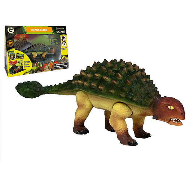 Динозавр Анкилозавр, коллекция Jurassic Action, Geoworld Динозавр Анкилозавр, коллекция Jurassic Action, GeoworldМир животных<br>Характеристики товара:<br><br>• материал: пластик, картон<br>• фигурка подвижная<br>• возраст: от 4 лет<br>• габариты упаковки: 23х11х33 см<br>• комплектация: фигурка динозавра, карточка, буклет, диорама<br>• вес: 400 г<br>• страна бренда: Италия<br><br>Детализированная фигурка отлично впишется в коллекцию динозавров юного палеонтолога. Уникальный дизайн, проработанные мелкие детали и художественное исполнение сделали игрушку очень реалистичной и перенесли ее в раздел коллекционных моделей. Материалы, использованные при изготовлении товаров, проходят проверку на качество и соответствие международным требованиям по безопасности.<br><br>У фигурки подвижны конечности и голова, поэтому ей можно придавать разные позы. Также в наборе идет карточка, описывающая этого динозавра, и буклет. Плюс - диорама со средой обитания динозавра. Такие фигурки помогают привить детям любовь к учебе, развить воображение и интерес к коллекционированию.<br><br>Динозавр Анкилозавр, коллекция Jurassic Action, от бренда Geoworld можно купить в нашем интернет-магазине<br><br>Ширина мм: 230<br>Глубина мм: 110<br>Высота мм: 330<br>Вес г: 348<br>Возраст от месяцев: 60<br>Возраст до месяцев: 108<br>Пол: Унисекс<br>Возраст: Детский<br>SKU: 5418999