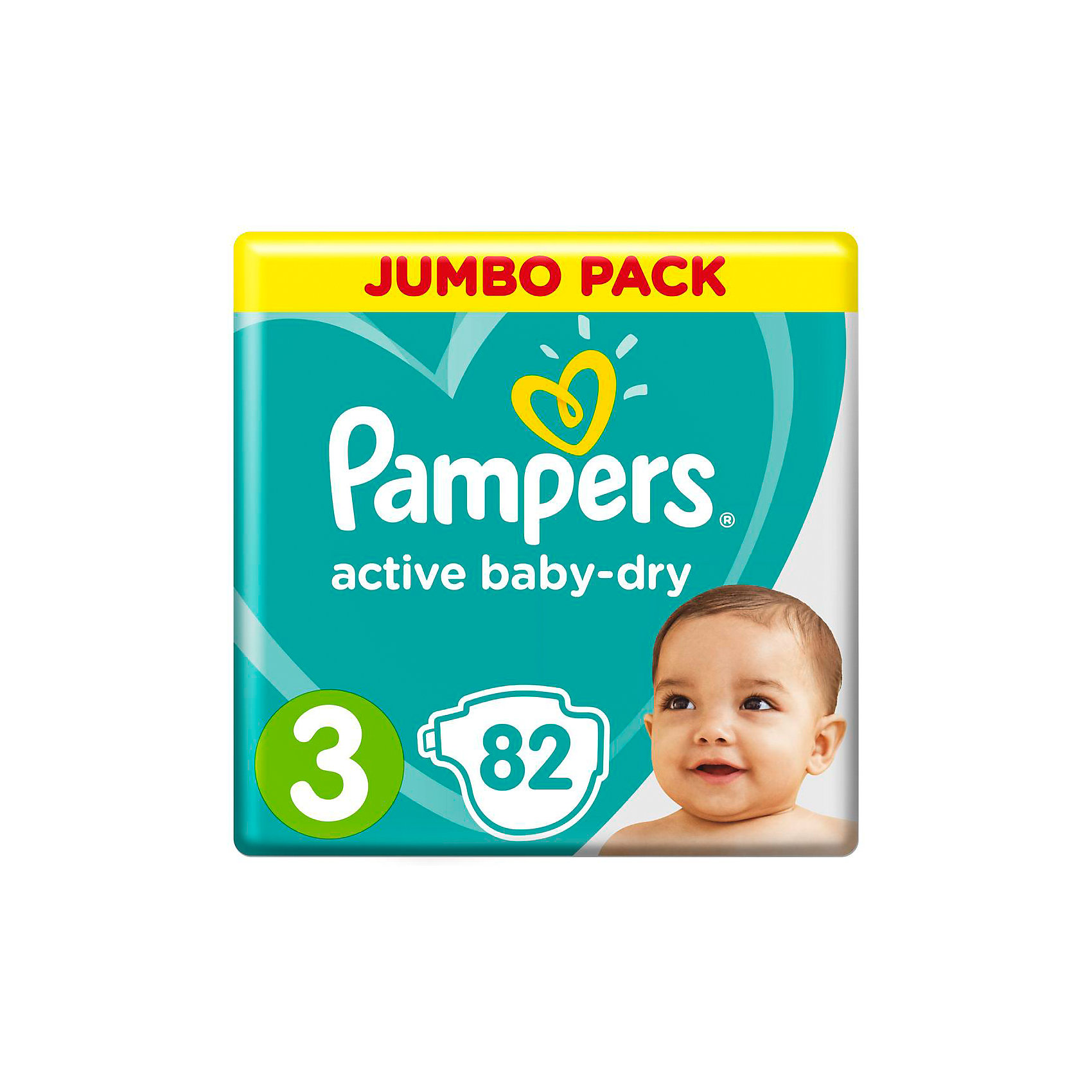 Подгузники Pampers Active Baby-Dry, 5-9 кг, 3 размер, 82 шт., Pampers Подгузники Pampers Active Baby-Dry, 5-9 кг, 3 размер, 82 шт., PampersПодгузники классические<br>Характеристики:<br><br>• Пол: универсальный<br>• Тип подгузника: одноразовый<br>• Коллекция: Active Baby-Dry<br>• Предназначение: для использования в любое время суток <br>• Размер: 3<br>• Вес ребенка: от 5 до 9 кг<br>• Количество в упаковке: 82 шт.<br>• Упаковка: пакет<br>• Размер упаковки: 33,2*11,5*39,5 см<br>• Вес в упаковке: 2 кг 143 г<br>• Эластичные застежки-липучки<br>• Быстро впитывающий слой<br>• Мягкий верхний слой<br>• Сохранение сухости в течение 12-ти часов<br><br>Подгузники Pampers Active Baby-Dry, 5-9 кг, 3 размер, 82 шт., Pampers – это линейка классических детских подгузников от Pampers, которая сочетает в себе качество и безопасность материалов, удобство использования и комфорт для нежной кожи малыша. Подгузники предназначены для младенцев весом до 9 кг. Инновационные технологии и современные материалы обеспечивают этим подгузникам Дышащие свойства, что особенно важно для кожи малыша. <br><br>Впитывающие свойства изделию обеспечивает уникальный слой, состоящий из жемчужных микрогранул. У подгузников предусмотрена эластичная мягкая резиночка на спинке. Широкие липучки с двух сторон обеспечивают надежную фиксацию. Подгузник имеет мягкий верхний слой, который обеспечивает не только комфорт, но и защищает кожу ребенка от раздражений. Подгузник подходит как для мальчиков, так и для девочек. <br><br>Подгузники Pampers Active Baby-Dry, 5-9 кг, 3 размер, 82 шт., Pampers можно купить в нашем интернет-магазине.<br><br>Ширина мм: 332<br>Глубина мм: 115<br>Высота мм: 395<br>Вес г: 2143<br>Возраст от месяцев: 3<br>Возраст до месяцев: 12<br>Пол: Унисекс<br>Возраст: Детский<br>SKU: 5419078