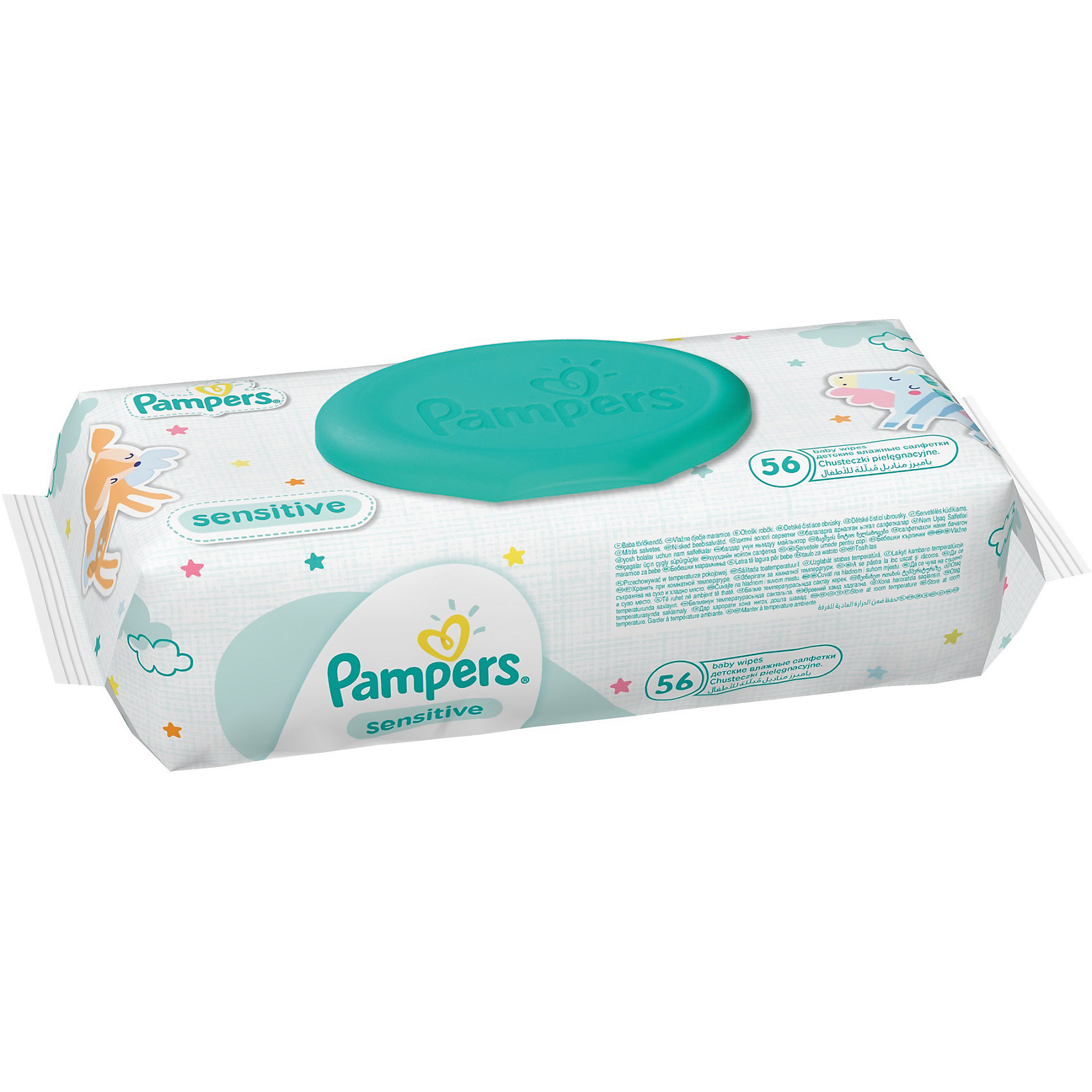 Салфетки детские влажные Pampers Sensitive, 56 шт., Pampers Салфетки детские влажные Pampers Sensitive, 56 шт., PampersВлажные салфетки<br>Характеристики:<br><br>• Пол: универсальный<br>• Тип салфеток: одноразовые<br>• Вид салфеток: влажные<br>• Коллекция: Sensitive<br>• Предназначение: для гигиены<br>• Количество в упаковке: 56 шт.<br>• Материал салфеток: 100% целлюлоза<br>• Состав лосьона: 95% вода, 5% экстракт натуральных масел<br>• Упаковка: полиэтиленовая упаковка с пластиковым клапаном многоразового использования<br>• Размер упаковки: 18,2*9,1*4,9 см<br>• Вес в упаковке: 483 г<br>• Уплотненная текстура салфеток<br>• Поддерживает естественный ph уровень<br>• Мягкий верхний слой SoftGrip<br>• Не содержат отдушек и спирта<br>• Прошли дерматологические тестирования<br><br>Салфетки детские влажные Pampers Sensitive, 56 шт., Pampers – это линейка детских гигиенических салфеток от Pampers, предназначенных для ухода за нежной кожей новорожденных и младенцев. Салфетки выполнены из 100% целлюлозы, имеют мягкий верхний слой SoftGrip, который не раздражает кожу ребенка во время процедур, при этом хорошо удерживает влагу. <br><br>Изделия пропитаны лосьоном, состоящим из 95% воды и 5% экстракта натуральных масел, что делает эти салфетки гипоаллергенными. Благодаря своему составу салфетки можно использовать для чувствительной кожи. Салфетки упакованы в полиэтиленовую упаковку и пластиковым защитным клапаном, что обеспечивает длительное сохранение их очищающих свойств и защищает от высыхания.<br><br>Салфетки детские влажные Pampers Sensitive, 56 шт., Pampers можно купить в нашем интернет-магазине.<br><br>Ширина мм: 185<br>Глубина мм: 91<br>Высота мм: 49<br>Вес г: 483<br>Возраст от месяцев: 0<br>Возраст до месяцев: 36<br>Пол: Унисекс<br>Возраст: Детский<br>SKU: 5419092