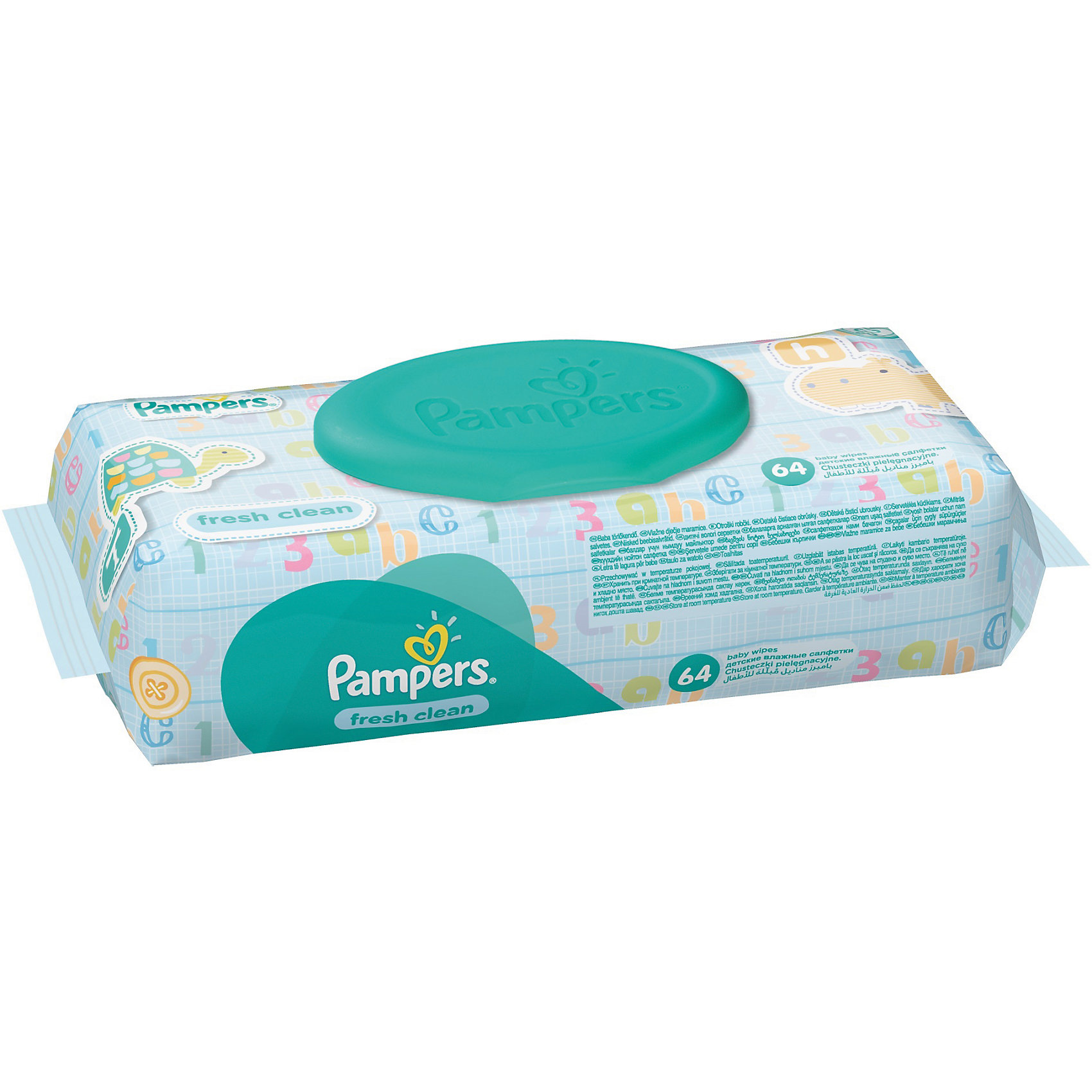 Салфетки детские влажные Pampers Baby Fresh Clean, 64 шт., Pampers Салфетки детские влажные Pampers Baby Fresh Clean, 64 шт., PampersВлажные салфетки<br>Характеристики:<br><br>• Пол: универсальный<br>• Тип салфеток: одноразовые<br>• Вид салфеток: влажные<br>• Коллекция: Baby Fresh Clean<br>• Предназначение: для гигиены<br>• Количество в упаковке: 64 шт.<br>• Материал салфеток: 100% целлюлоза<br>• Состав лосьона: 95% вода, 5% экстракт натуральных масел<br>• Упаковка: полиэтиленовая упаковка с пластиковым клапаном многоразового использования<br>• Размер упаковки: 18,5*9,1*4,9 см<br>• Вес в упаковке: 414 г<br>• Поддерживает естественный ph уровень<br>• Мягкий верхний слой SoftGrip<br>• Дополнительное увлажнение<br>• Прошли дерматологические тестирования<br><br>Салфетки детские влажные Pampers Baby Fresh Clean, 64 шт., Pampers – это линейка детских гигиенических салфеток от Pampers, предназначенных для ухода за нежной кожей новорожденных и младенцев. Салфетки выполнены из 100% целлюлозы, имеют мягкий верхний слой SoftGrip, который не раздражает кожу ребенка во время процедур, при этом хорошо удерживает влагу. <br><br>Изделия пропитаны лосьоном, состоящим из 95% воды и 5% экстракта натуральных масел, что делает эти салфетки гипоаллергенными. Благодаря своему составу салфетки можно использовать для чувствительной кожи. Салфетки упакованы в полиэтиленовую упаковку и пластиковым защитным клапаном, что обеспечивает длительное сохранение их очищающих свойств и защищает от высыхания.<br><br>Салфетки детские влажные Pampers Baby Fresh Clean, 64 шт., Pampers можно купить в нашем интернет-магазине.<br><br>Ширина мм: 185<br>Глубина мм: 91<br>Высота мм: 49<br>Вес г: 414<br>Возраст от месяцев: 0<br>Возраст до месяцев: 36<br>Пол: Унисекс<br>Возраст: Детский<br>SKU: 5419095