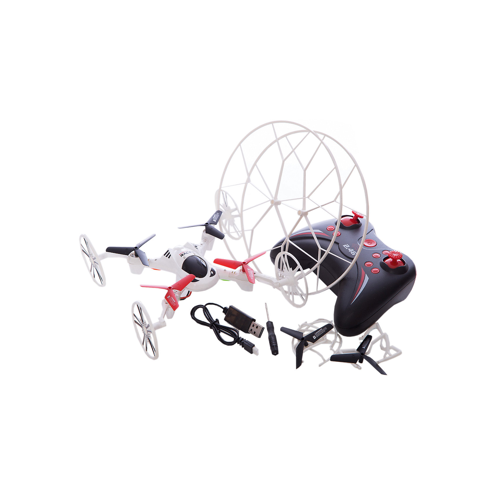 Квадрокоптер 2-в-1 GYRO-Racer, 1toy Квадрокоптер 2-в-1 GYRO-Racer, 1toyРадиоуправляемый транспорт<br>Квадрокоптер размером 16*16см,<br>управляется на частоте 2,4GHz, <br>имеет два скоростных<br>режима, отлично летает как <br>дома, так и на улице.<br>В комплект входят запасные колёса, которые легко устанавливаются на корпус квадрокоптера, превращая его в модель, передвигающуюся по земле. <br>Также квадрокоптер имеет режим Автоматического возвращения в сторону пилота и Программируемый план полёта.<br><br>Ширина мм: 410<br>Глубина мм: 75<br>Высота мм: 270<br>Вес г: 611<br>Возраст от месяцев: 72<br>Возраст до месяцев: 192<br>Пол: Мужской<br>Возраст: Детский<br>SKU: 5423272