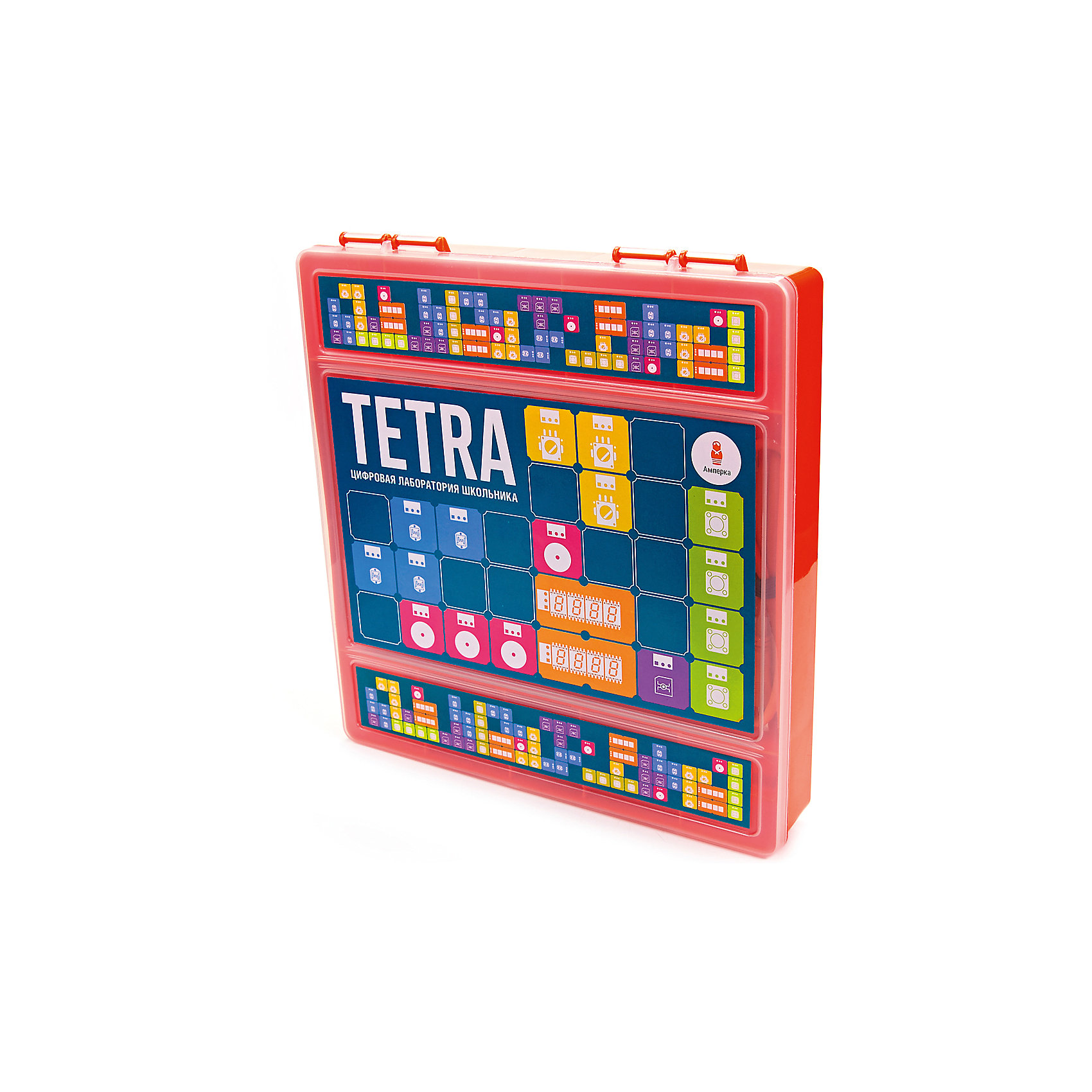 Набор Tetra, Амперка Набор Tetra, АмперкаРобототехника<br>Набор Tetra, Амперка.<br><br>Характеристики:<br><br>• Комплектация: материнская плата Tetra, светодиод красный «Пиранья» (Troyka-модуль) 2 шт, светодиод желтый «Пиранья» (Troyka-модуль) 2 шт, светодиод зеленый «Пиранья» (Troyka-модуль) 2 шт, кнопка (Troyka-модуль) 2 шт, зуммер (Troyka-модуль), аналоговый термометр (Troyka-модуль), датчик освещённости (Troyka-модуль), датчик Холла (Troyka-модуль), ИК-приёмник (Troyka-модуль), потенциометр (Troyka-модуль), микросервопривод FS90, кабель USB (A — B), книга<br>• Упаковка: пластиковая коробка<br>• Размер упаковки: 26х24х15 см.<br><br>Хотите научить ребёнка основам программирования, но понимаете, что скучные книги могут навсегда отбить его интерес к этой теме? Набор «Tetra» — отличное решение для начала увлекательных экспериментов, которые не оставят ребёнка равнодушным и станут первым шагом в освоении этой науки. Набор состоит из материнской платы Tetra, комплекта электронных модулей и книги с экспериментами. Книга в наборе подробно рассказывает, как работать с платой и средой программирования. Эксперименты и программы идут от простых к более сложным. <br><br>Всего в книге — 96 заданий, включая эксперименты для самостоятельного выполнения и идеи для собственных проектов. Желаемое поведение устройства описывают с помощью визуального языка программирования Scratch (Скретч), который специально создан для изучения детьми основ программирования. Плата Tetra — это настоящий маленький компьютер. Можно подключить Tetra к своему компьютеру через обычный USB-кабель, а затем запрограммировать её на выполнение задуманного алгоритма, и тем самым создать собственное электронное устройство.<br><br>Набор Tetra, Амперка можно купить в нашем интернет-магазине.<br><br>Ширина мм: 260<br>Глубина мм: 240<br>Высота мм: 15<br>Вес г: 1609<br>Возраст от месяцев: 168<br>Возраст до месяцев: 108<br>Пол: Унисекс<br>Возраст: Детский<br>SKU: 5427689