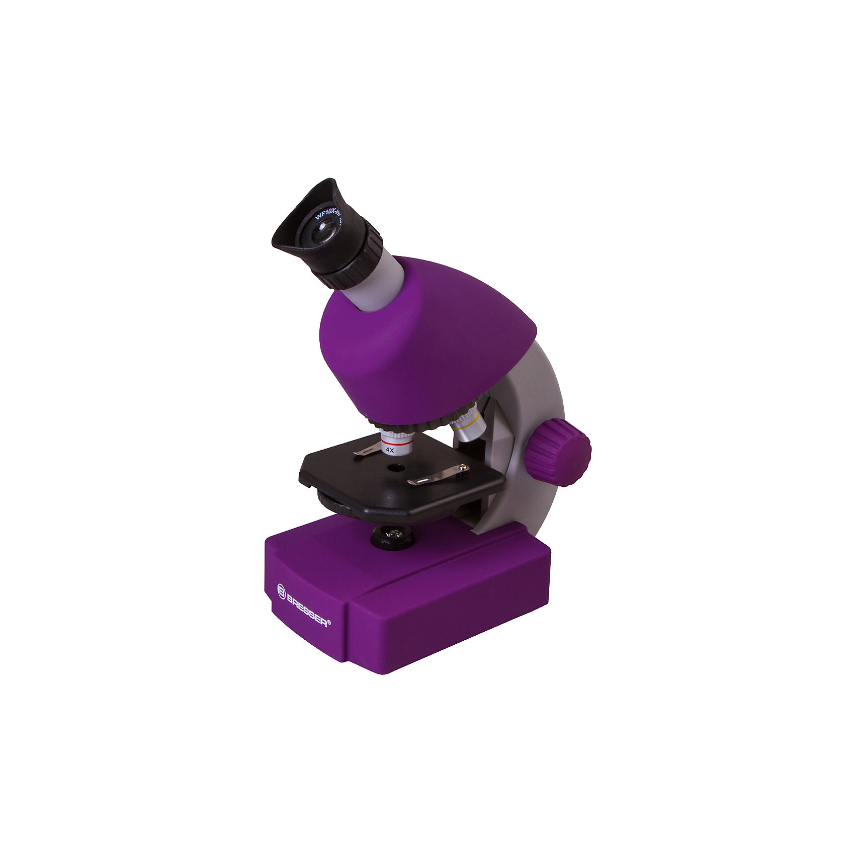 Микроскоп Bresser Junior 40x-640x, фиолетовый Микроскоп Bresser Junior 40x-640x, фиолетовыйМикроскопы<br>Характеристики товара:<br><br>• материал: металл, пластик<br>• увеличение: до 640 крат<br>• объективы: 4х, 10х, 40х<br>• подсветка: светодиодная<br>• подсветка работает от батареек 3хАА<br>• вес: 0,556 кг<br>• размер: 22х16х10 см<br>• комплектация: микроскоп, окуляр WF10x–WF16, объективы, набор для опытов, готовые препараты<br>• страна бренда: Германия<br><br>В этом наборе есть всё необходимое, чтобы приступить к опытам немедленно! Собственный микроскоп - это отличный способ заинтересовать ребенка наукой и привить ему интерес к учебе. Эта модель микроскопа была разработана специально для детей - он позволяет увеличивать препарат в 640 крат, с помощью этого дети могут исследовать состав и структуру разнообразных предметов, веществ и организмов. Благодаря стильному дизайну этот микроскоп отлично вписывается в интерьер!<br><br>Оптические приборы от немецкой компании Bresser уже успели зарекомендовать себя как качественная и надежная продукция. Для их производства используются только безопасные и проверенные материалы. Такой прибор способен прослужить долго. Подарите ребенку интересную и полезную вещь!<br><br>Микроскоп Bresser Junior 40x-640x, фиолетовый, от известного бренда Bresser (Брессер) можно купить в нашем интернет-магазине.<br><br>Ширина мм: 280<br>Глубина мм: 155<br>Высота мм: 170<br>Вес г: 860<br>Возраст от месяцев: 60<br>Возраст до месяцев: 2147483647<br>Пол: Унисекс<br>Возраст: Детский<br>SKU: 5435320