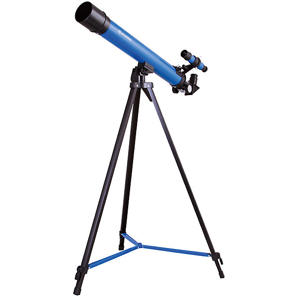 Телескоп Bresser Junior Space Explorer 45/600, синий Телескоп Bresser Junior Space Explorer 45/600, синийТелескопы<br>Характеристики товара:<br><br>• материал: металл, пластик<br>• увеличение: до 100 крат<br>• диаметр объектива (апертура): 45 мм<br>• окуляры в комплекте: SR-6 мм и SR-12 мм, оборачивающий окуляр 1,5х<br>• искатель оптический: 6х30<br>• регулируемая алюминиевая тренога<br>• тип управления телескопом: ручной<br>• тип монтировки: азимутальная<br>• вес: 1,1 кг<br>• размер упаковки: 23х77х12 см<br>• комплектация: телескоп, окуляры, зеркало, тренога, карта<br>• страна бренда: Германия<br><br>Телескоп - это отличный способ заинтересовать ребенка наблюдениями за небесными телами и привить ему интерес к учебе. Эта модель была разработана специально для детей - он позволяет увеличивать предметы из космоса и изучать их. Благодаря легкому и прочному корпусу телескоп удобно брать с собой!<br><br>Оптические приборы от немецкой компании Bresser уже успели зарекомендовать себя как качественная и надежная продукция. Для их производства используются только безопасные и проверенные материалы. Такой прибор способен прослужить долго. Подарите ребенку интересную и полезную вещь!<br><br>Телескоп Bresser Junior Space Explorer 45/600, синий, от известного бренда Bresser (Брессер) можно купить в нашем интернет-магазине.<br><br>Ширина мм: 770<br>Глубина мм: 230<br>Высота мм: 125<br>Вес г: 2210<br>Возраст от месяцев: 60<br>Возраст до месяцев: 2147483647<br>Пол: Унисекс<br>Возраст: Детский<br>SKU: 5435326
