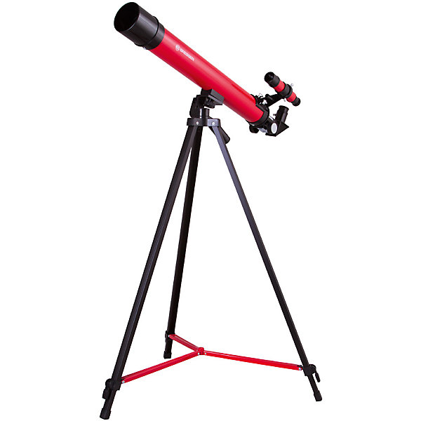 Телескоп Bresser Junior Space Explorer 45/600, красный Телескоп Bresser Junior Space Explorer 45/600, красныйТелескопы<br>Характеристики товара:<br><br>• материал: металл, пластик<br>• увеличение: до 100 крат<br>• диаметр объектива (апертура): 45 мм<br>• окуляры в комплекте: SR-6 мм и SR-12 мм, оборачивающий окуляр 1,5х<br>• искатель оптический: 6х30<br>• регулируемая алюминиевая тренога<br>• тип управления телескопом: ручной<br>• тип монтировки: азимутальная<br>• вес: 1,1 кг<br>• размер упаковки: 23х77х12 см<br>• комплектация: телескоп, окуляры, зеркало, тренога, карта<br>• страна бренда: Германия<br><br>Телескоп - это отличный способ заинтересовать ребенка наблюдениями за небесными телами и привить ему интерес к учебе. Эта модель была разработана специально для детей - он позволяет увеличивать предметы из космоса и изучать их. Благодаря легкому и прочному корпусу телескоп удобно брать с собой!<br><br>Оптические приборы от немецкой компании Bresser уже успели зарекомендовать себя как качественная и надежная продукция. Для их производства используются только безопасные и проверенные материалы. Такой прибор способен прослужить долго. Подарите ребенку интересную и полезную вещь!<br><br>Телескоп Bresser Junior Space Explorer 45/600, красный, от известного бренда Bresser (Брессер) можно купить в нашем интернет-магазине.<br><br>Ширина мм: 770<br>Глубина мм: 230<br>Высота мм: 125<br>Вес г: 2210<br>Возраст от месяцев: 60<br>Возраст до месяцев: 2147483647<br>Пол: Унисекс<br>Возраст: Детский<br>SKU: 5435327