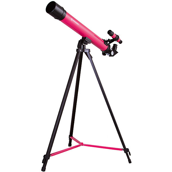 Телескоп Bresser Junior Space Explorer 45/600, розовый Телескоп Bresser Junior Space Explorer 45/600, розовыйТелескопы<br>Характеристики товара:<br><br>• материал: металл, пластик<br>• увеличение: до 100 крат<br>• диаметр объектива (апертура): 45 мм<br>• окуляры в комплекте: SR-6 мм и SR-12 мм, оборачивающий окуляр 1,5х<br>• искатель оптический: 6х30<br>• регулируемая алюминиевая тренога<br>• тип управления телескопом: ручной<br>• тип монтировки: азимутальная<br>• вес: 1,1 кг<br>• размер упаковки: 23х77х12 см<br>• комплектация: телескоп, окуляры, зеркало, тренога, карта<br>• страна бренда: Германия<br><br>Телескоп - это отличный способ заинтересовать ребенка наблюдениями за небесными телами и привить ему интерес к учебе. Эта модель была разработана специально для детей - он позволяет увеличивать предметы из космоса и изучать их. Благодаря легкому и прочному корпусу телескоп удобно брать с собой!<br><br>Оптические приборы от немецкой компании Bresser уже успели зарекомендовать себя как качественная и надежная продукция. Для их производства используются только безопасные и проверенные материалы. Такой прибор способен прослужить долго. Подарите ребенку интересную и полезную вещь!<br><br>Телескоп Bresser Junior Space Explorer 45/600, розовый, от известного бренда Bresser (Брессер) можно купить в нашем интернет-магазине.<br><br>Ширина мм: 770<br>Глубина мм: 230<br>Высота мм: 125<br>Вес г: 2210<br>Возраст от месяцев: 60<br>Возраст до месяцев: 2147483647<br>Пол: Унисекс<br>Возраст: Детский<br>SKU: 5435328