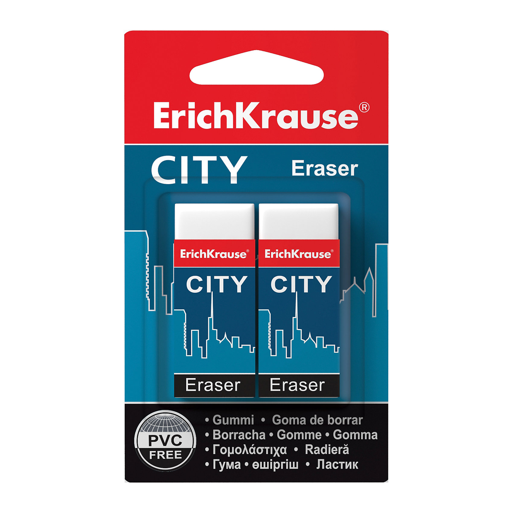 Набор из 2-х ластиков CITY (NEW), Erich Krause Набор из 2-х ластиков CITY (NEW), Erich KrauseЧертежные принадлежности<br>Набор из 2-х ластиков CITY (NEW), Erich Krause (Эрих Краузе).<br><br>Характеристика: <br><br>• Материал: каучук.<br>• Размер ластика: 5 х 2 х 1 см. <br>• Стружка от ластика скатывается в один комок, а не рассыпается по всей поверхности листа. <br>• 2 ластика в наборе.<br>• Ластики упакованы в защитный картонный футляр. <br><br>Ластик CITY отлично убирает карандашные линии, не рвет бумагу, упакован в защитный картонный футляр. Стружка от ластика скатывается в один комок, а не рассыпается по всей поверхности листа.<br><br>Набор из 2-х ластиков CITY (NEW), Erich Krause (Эрих Краузе), можно купить в нашем интернет-магазине.<br><br>Ширина мм: 70<br>Глубина мм: 115<br>Высота мм: 15<br>Вес г: 50<br>Возраст от месяцев: 84<br>Возраст до месяцев: 2147483647<br>Пол: Унисекс<br>Возраст: Детский<br>SKU: 5436336