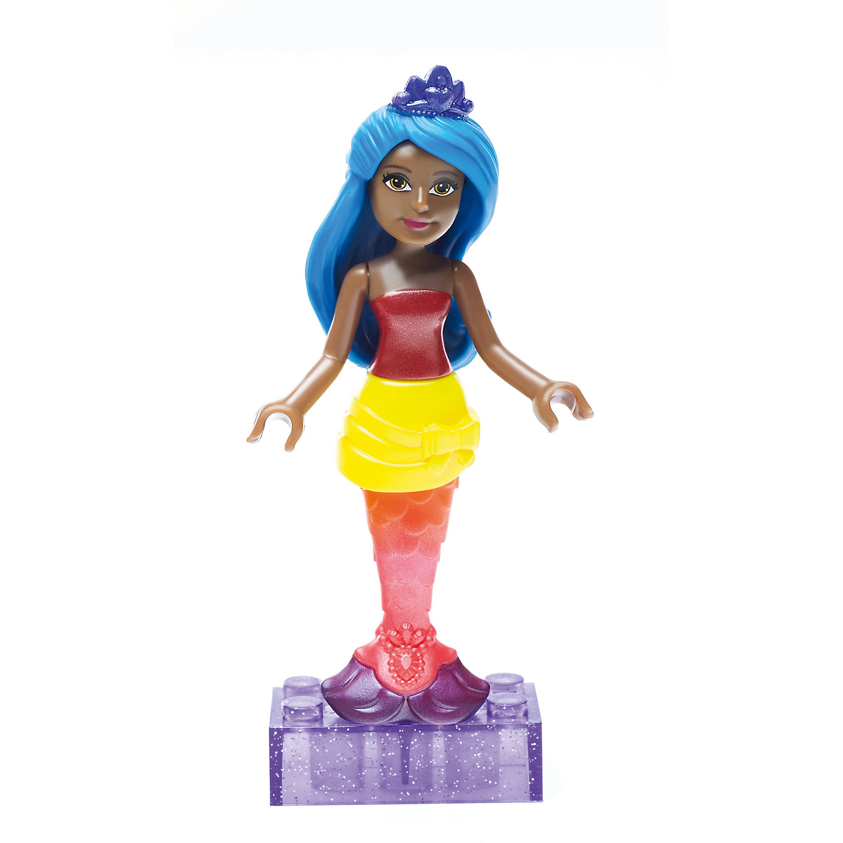 Барби: мини фигурка Rainbow Mermaid, MEGA BLOKS Барби: мини фигурка Rainbow Mermaid, MEGA BLOKSПластмассовые конструкторы<br>Барби: мини фигурка Rainbow Mermaid, MEGA BLOKS (МЕГА БЛОКС).<br><br>Характеристики:<br><br>• Комплектация: фигурка, подставка<br>• Количество деталей: 6<br>• Высота фигурки: 7 см.<br>• Материал: пластик<br>• Упаковка: блистер<br>• Размер упаковки: 14x9x4 см.<br><br>Вы когда-нибудь мечтали о том, чтобы совместить самую известную в мире куклу – Барби с конструктором? Mega Bloks представляет очаровательную мини фигурку Rainbow Splash Mermaid Barbie, которую можно собрать из 6 деталей. У куклы - симпатичный наряд, красивая прическа, милое личико и специальные ручки, позволяющие удерживать аксессуары. <br><br>Маленькая кукла может не только стоять, но и сидеть. Ручки подвижны. В комплект с мини-фигуркой входит подставка. Соединяйте набор с другими конструкторами Barbie Mega Bloks, меняйте прически и наряды и создавайте свой волшебный и красочный мир Барби!<br><br>Барби: мини фигурку Rainbow Mermaid, MEGA BLOKS (МЕГА БЛОКС) можно купить в нашем интернет-магазине.<br><br>Ширина мм: 90<br>Глубина мм: 25<br>Высота мм: 125<br>Вес г: 14<br>Возраст от месяцев: 48<br>Возраст до месяцев: 120<br>Пол: Женский<br>Возраст: Детский<br>SKU: 5440291