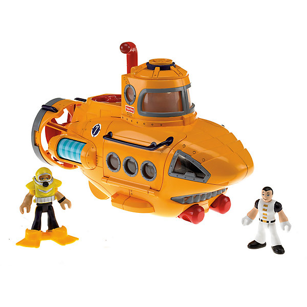 Субмарина, Imaginext, Fisher Price Субмарина, Imaginext, Fisher PriceКорабли и лодки<br>Субмарина, Imaginext, Fisher Price (Фишер Прайс).<br><br>Характеристики:<br><br>• Комплектация: субмарина, 2 фигурки, ласты, водолазный костюм, 2 ракеты<br>• Материал: пластик<br>• Длина субмарины: 31 см.<br>• Упаковка: картонная коробка открытого типа<br>• Размер упаковки: 32x16х22 см.<br><br>Субмарина, Imaginext, Fisher Price – это игровой набор, который позволит ребенку придумать и реализовать множество увлекательных сюжетов, например: исследовать морское дно или спасти мир от подводных преступников. Субмарина выполнена с высокой долей детализации элементов. Пропеллер у субмарины вращается. <br><br>Имеются специальные отсеки для ракет, которыми можно стрелять. Люк открывается: внутрь можно посадить фигурки. Одна из фигурок одета в костюм капитана, а на вторую можно одеть водолазный костюм. Набор выполнен из качественного и безопасного пластика, устойчивого к механическим повреждениям. Все элементы окрашены нетоксичными красками.<br><br>Набор Субмарина, Imaginext, Fisher Price (Фишер Прайс) можно купить в нашем интернет-магазине.<br><br>Ширина мм: 320<br>Глубина мм: 150<br>Высота мм: 215<br>Вес г: 995<br>Возраст от месяцев: 36<br>Возраст до месяцев: 96<br>Пол: Мужской<br>Возраст: Детский<br>SKU: 5440293