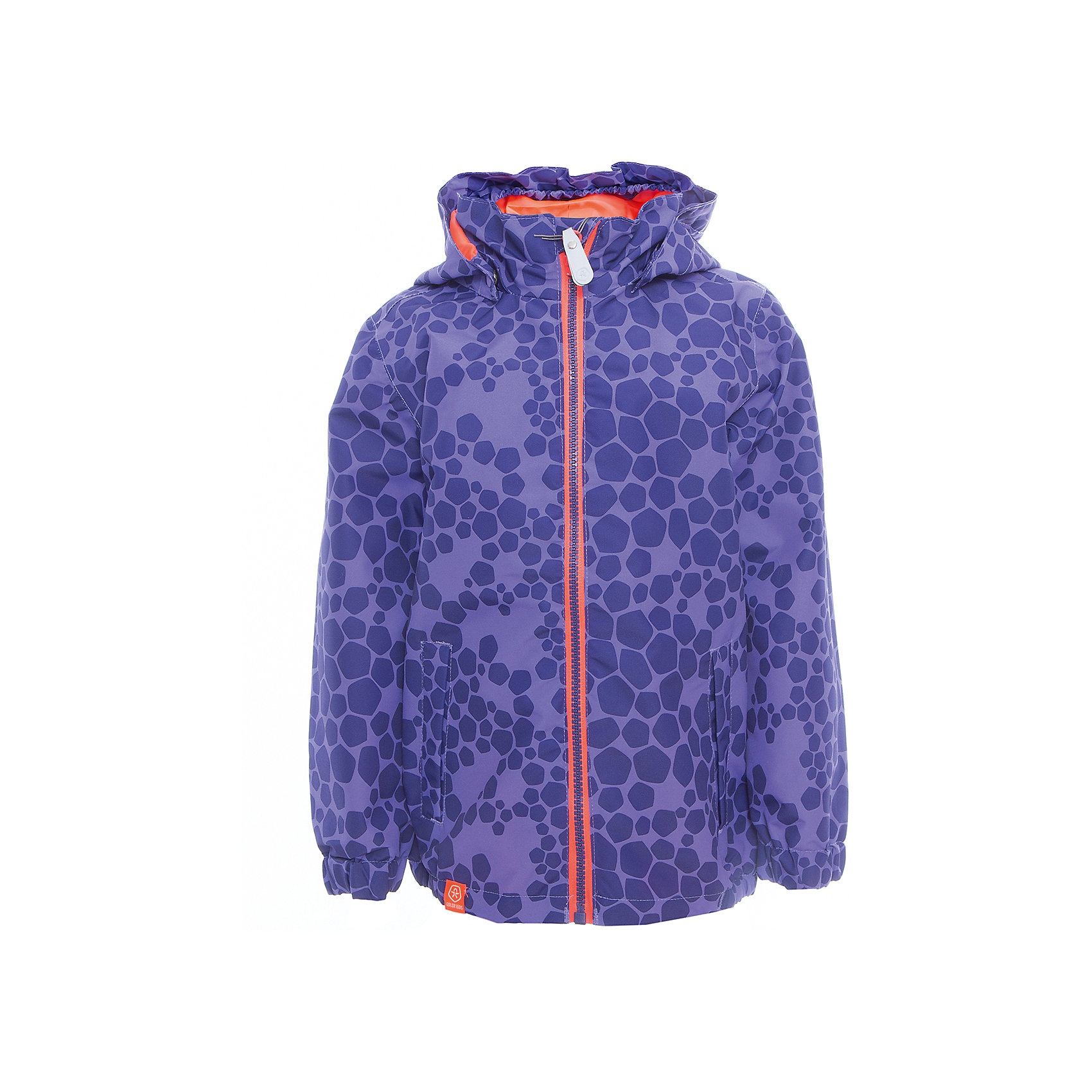 Ветровка для девочки Color Kids Ветровка для девочки Color KidsВерхняя одежда<br>Характеристики товара:<br><br>• цвет: фиолетовый<br>• состав: 100 % полиэстер, таслан<br>• подкладка: 100 % полиэфир, тафетта<br>• без утеплителя<br>• температурный режим: +10 С° до +20 С°<br>• мембранная технология<br>• водонепроницаемость: 3000 мм<br>• воздухопроницаемость: 3000 мм<br>• пропитка BIONIC-FINISH® ECO не содержащая фтора, парафина и формальдегида (дополнительная защита от грязи)<br>• проклеенные швы<br>• утяжка по низу куртки<br>• светоотражающие детали<br>• швы проклеены<br>• съемный капюшон<br>• защита подбородка<br>• два кармана на молнии<br>• логотип<br>• страна бренда: Дания<br><br>Эта симпатичная и удобная куртка сделана из непромокаемого легкого материала, поэтому отлично подойдет для дождливой погоды в межсезонье. Она комфортно сидит и обеспечивает ребенку необходимое удобство. Очень стильно смотрится.<br><br>Ветровку для мальчика от датского бренда Color Kids (Колор кидз) можно купить в нашем интернет-магазине.<br><br>Ширина мм: 356<br>Глубина мм: 10<br>Высота мм: 245<br>Вес г: 519<br>Цвет: фиолетовый<br>Возраст от месяцев: 24<br>Возраст до месяцев: 36<br>Пол: Женский<br>Возраст: Детский<br>Размер: 98,104,110,116,122,128,140,152,92<br>SKU: 5443059