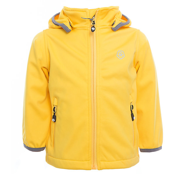 Куртка Color Kids Куртка Color KidsВерхняя одежда<br>Характеристики товара:<br><br>• цвет: жёлтый<br>• состав: 100 % полиэстер, softshell клееный с флисом<br>• без подкладки (для Softshell она не нужна, внутренняя сторона этой ткани очень приятная на ощупь)<br>• без утеплителя<br>• температурный режим: +10 С° до +20 С°<br>• мембранная технология<br>• водонепроницаемость: 5000 мм<br>• воздухопроницаемость: 1000 мм<br>• регулируемый низ куртки<br>• светоотражающие детали<br>• застежка: молния<br>• съёмный капюшон на кнопках<br>• защита подбородка<br>• два кармана на молнии<br>• логотип<br>• страна бренда: Дания<br><br>Эта симпатичная и удобная куртка сделана из непромокаемого легкого материала, поэтому отлично подойдет для дождливой погоды в весенне-летний сезон. Она комфортно сидит и обеспечивает ребенку необходимое удобство. Очень стильно смотрится. <br><br>Куртку для мальчика от датского бренда Color Kids (Колор кидз) можно купить в нашем интернет-магазине.<br><br>Ширина мм: 356<br>Глубина мм: 10<br>Высота мм: 245<br>Вес г: 519<br>Цвет: желтый<br>Возраст от месяцев: 24<br>Возраст до месяцев: 36<br>Пол: Унисекс<br>Возраст: Детский<br>Размер: 98,80,86,92<br>SKU: 5443104