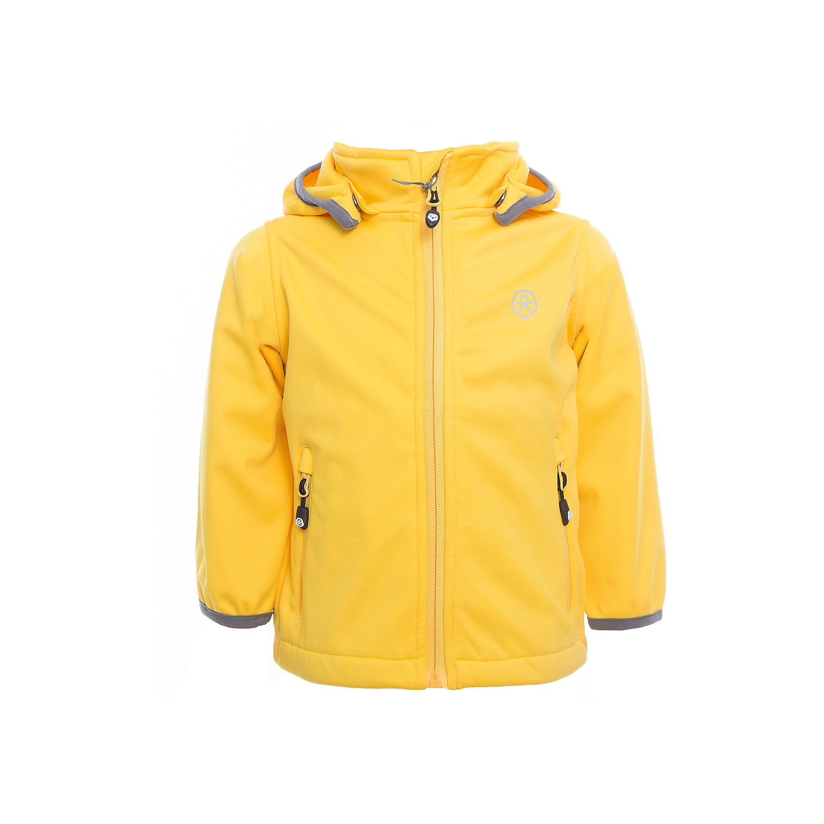 Куртка Color Kids Куртка Color KidsСицилия<br>Характеристики товара:<br><br>• цвет: жёлтый<br>• состав: 100 % полиэстер, softshell клееный с флисом<br>• без подкладки (для Softshell она не нужна, внутренняя сторона этой ткани очень приятная на ощупь)<br>• без утеплителя<br>• температурный режим: +10 С° до +20 С°<br>• мембранная технология<br>• водонепроницаемость: 5000 мм<br>• воздухопроницаемость: 1000 мм<br>• регулируемый низ куртки<br>• светоотражающие детали<br>• застежка: молния<br>• съёмный капюшон на кнопках<br>• защита подбородка<br>• два кармана на молнии<br>• логотип<br>• страна бренда: Дания<br><br>Эта симпатичная и удобная куртка сделана из непромокаемого легкого материала, поэтому отлично подойдет для дождливой погоды в весенне-летний сезон. Она комфортно сидит и обеспечивает ребенку необходимое удобство. Очень стильно смотрится. <br><br>Куртку для мальчика от датского бренда Color Kids (Колор кидз) можно купить в нашем интернет-магазине.<br><br>Ширина мм: 356<br>Глубина мм: 10<br>Высота мм: 245<br>Вес г: 519<br>Цвет: желтый<br>Возраст от месяцев: 24<br>Возраст до месяцев: 36<br>Пол: Унисекс<br>Возраст: Детский<br>Размер: 98,80,86,92<br>SKU: 5443104