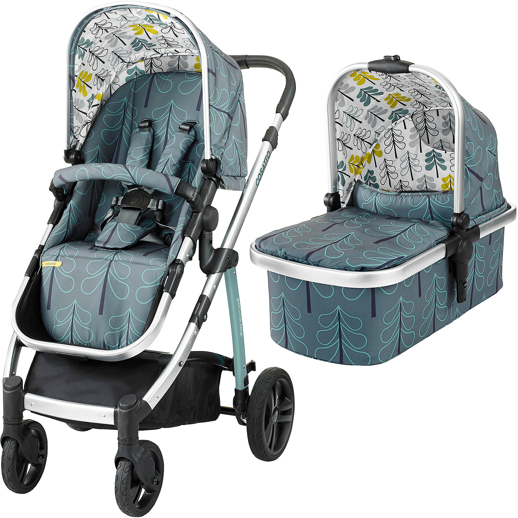 Коляска 2 в 1 Cosatto Wow, Fjord Коляска 2 в 1 Cosatto Wow, FjordКоляски 2 в 1<br>Рады представить Вам модульную коляску 2017 года Cosatto WOW. Для прогулок с новорожденным предусмотрена комфортная люлька с теплой накидкой и мягким матрасиком. Для ребенка постарше на шасси устанавливается прогулочное сиденье. Если малыш захочет поспать прямо во время путешествия, сиденье легко можно перевести в специальное положение для отдыха.<br><br>Коляской легко и приятно управлять благодаря вращающимся передним колесам, а амортизация обеспечивает плавный ход на любой местности.<br><br>Характеристики:<br><br> Для детей с рождения (люлька) до 4 лет (прогулочный блок), весом до 15 кг<br> Комфортное сиденье может быть установлено лицом к маме либо по ходу движения<br> Капюшон с выдвижным солнцезащитным козырьком<br> Петли для игрушек, расположенные на капюшоне<br> 5-точечные ремни безопасности с мягкими накладками<br> Съемный бампер-ограничитель, обитый тканью<br> Телескопическая ручка с обивкой из кожзаменителя, регулируется по высоте<br> Резиновые колеса повышенной проходимости<br> Передние колеса - поворотные, оснащены фиксаторами<br> Амортизация на всех колесах<br> Легкая алюминиевая рама<br> Большая корзина для покупок с удобными отделениями<br> Возможность установки на шасси коляски автокресла Cosatto Port группы 0+ (приобретается дополнительно)<br> В комплекте: шасси, люлька, прогулочный блок, дождевик<br><br>Люлька:<br><br> Для детей с рождения до 6 месяцев<br> Комфортный матрасик<br> Съемный моющийся вкладыш<br> Удобная ручка для переноски<br><br>Размеры:<br><br>Коляска в разложенном виде (Ш х Д х В), см: 58 х 89 х 96-109<br><br>Коляска в сложенном виде (Ш х Д х В), см: 58 х 82 х 31<br><br>Люльки внутри (Ш х Д х В), см: 30 х 67 х 20<br><br>Ширина прогулочного сиденья: 31 см<br><br>Глубина сиденья: 21 см<br><br>Длина спинки сиденья: 47 см<br><br>Длина подножки: 22 см<br><br>Диаметр передних колес: 17 см<br><br>Диаметр задних колес: 23,5 см<br><br>Вес:<br><br>Шасси: 4,9 кг<br><br>Люлька: 4,8 кг<br><br>Прогулочный блок: 2,26 кг<br><br>Ширина мм: 900<br>Глубина мм: 500<br>Высота мм: 430<br>Вес г: 22100<br>Возраст от месяцев: 0<br>Возраст до месяцев: 36<br>Пол: Унисекс<br>Возраст: Детский<br>SKU: 5444498