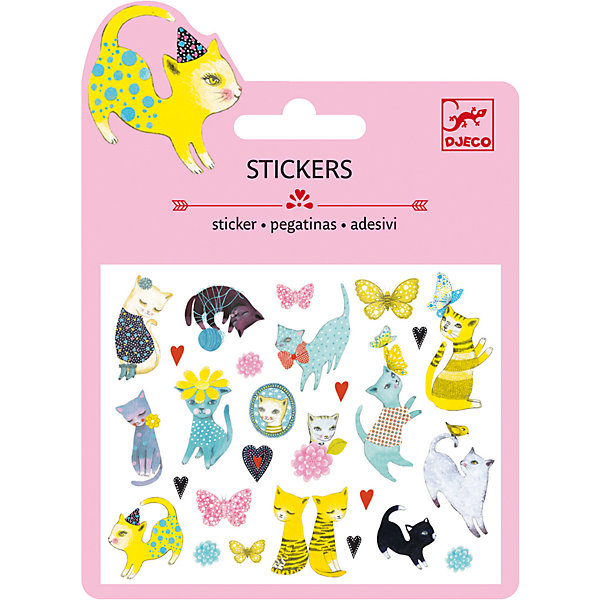 Наклейки Кошки, DJECO Наклейки Кошки, DJECOКнижки с наклейками<br>Характеристики наклейки Кошки:<br><br>• возраст: от 3 лет<br>• пол: для девочек<br>• комплект: 1 лист с наклейками.<br>• состав: бумага<br>• размер упаковки: 11.5 х 15.5 см.<br>• упаковка: картонная конверт.<br>• бренд: Djeco<br>• страна обладатель бренда: Франция.<br><br>Набор наклеек от Djeco с изображением кошек, созданных художниками, подарит радость его обладателю. Эти кошки идеально подойдут для украшения как открыток, так и монитора компьютера. Их можно использовать везде, где только позволит фантазия или родители. Наклейки сделаны из прочного материала, хорошо приклеиваются практически к любой поверхности.<br><br>Наклейки Кошки торговой марки Djeco (Джеко) можно купить в нашем интернет-магазине.<br><br>Ширина мм: 110<br>Глубина мм: 15<br>Высота мм: 1<br>Вес г: 8<br>Возраст от месяцев: 36<br>Возраст до месяцев: 2147483647<br>Пол: Женский<br>Возраст: Детский<br>SKU: 5448841
