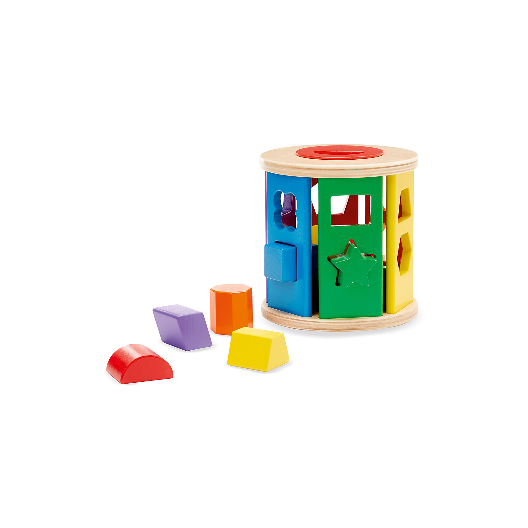Первые навыки Барабан сортировщик, Melissa & Doug Первые навыки Барабан сортировщик, Melissa & DougСортеры<br>Первые навыки Барабан сортировщик, Melissa & Doug<br><br>Характеристики:<br><br>• В набор входит: барабан, фигуры<br>• Количество деталей: 14 шт.<br>• Размер пазла: 15 * 15 * 15 см.<br>• Состав: дерево, ПВХ<br>• Вес: 703 г.<br>• Для детей в возрасте: от 1 до 3 лет<br>• Страна производитель: Китай<br><br>Семь сторон барабана представлены в цветах радуги и в каждом цвете имеется по две уникальные фигуры. Вставляя ромб, трапецию, звёзду, треугольник, овал, квадрат, круг, шестиугольник полумесяц и не только малыш освоит новые фигуры и сможет выучить цвета. Поместив все фигуры в сортер-барабан, ребёнок может покрутить его, перемешав все фигуры заново, открыть крышку и начать новую игру. Экологически безопасный материал – дерево, безопасен для детей. <br><br>Первые навыки Барабан сортировщик, Melissa & Doug можно купить в нашем интернет-магазине.<br><br>Ширина мм: 150<br>Глубина мм: 150<br>Высота мм: 150<br>Вес г: 703<br>Возраст от месяцев: 12<br>Возраст до месяцев: 2147483647<br>Пол: Унисекс<br>Возраст: Детский<br>SKU: 5451059