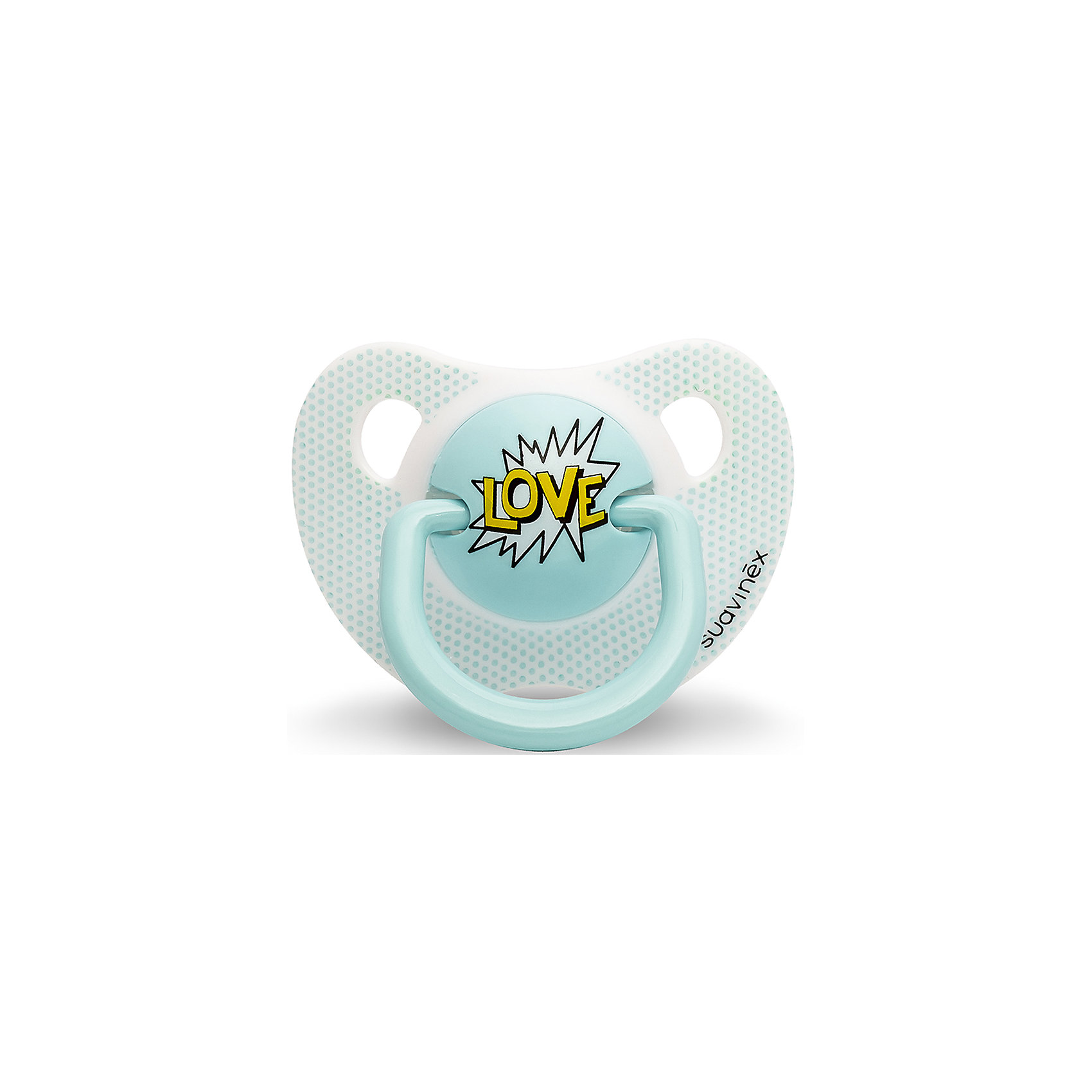 Пустышка силиконовая LOVE Baby Art, 0-6 мес., Suavinex, голубой Пустышка силиконовая LOVE Baby Art, 0-6 мес., Suavinex, голубойПустышки и аксессуары<br>Характеристики:<br><br>• Наименование: пустышка<br>• Рекомендуемый возраст: от 0 и до 6 месяцев<br>• Пол: для мальчика<br>• Материал: силикон, пластик<br>• Цвет: голубой<br>• Рисунок: романтика<br>• Форма: анатомическая<br>• Наличие вентиляционных отверстий <br>• Кольцо для держателя<br>• Вес: 27 г<br>• Параметры (Д*Ш*В): 5,4*6,5*10,9 см <br>• Особенности ухода: можно мыть в теплой воде, регулярная стерилизация <br><br>Пустышка LOVE от 0 до 6 мес Baby Art, Suavinex, голубой изготовлена испанским торговым брендом, специализирующимся на выпуске товаров для кормления и аксессуаров новорожденным и младенцам. Продукция от Suavinex разработана с учетом рекомендаций педиатров и стоматологов, что гарантирует качество и безопасность использованных материалов. <br><br>Пластик, из которого изготовлено изделие, устойчив к появлению царапин и сколов, благодаря чему пустышка длительное время сохраняет свои гигиенические свойства. Форма у соски способствует равномерному распределению давления на небо, что обеспечивает правильное формирование речевого аппарата. <br><br>Пустышка имеет анатомическую форму, для прикрепления держателя предусмотрено кольцо. Изделие выполнено в брендовом дизайне, надпись LOVE нанесена по инновационной технологии, которая обеспечивает стойкость рисунка даже при длительном использовании и частой стерилизации.<br><br>Пустышку LOVE от 0 до 6 мес Baby Art, Suavinex, голубой можно купить в нашем интернет-магазине.<br><br>Ширина мм: 54<br>Глубина мм: 65<br>Высота мм: 109<br>Вес г: 27<br>Возраст от месяцев: 0<br>Возраст до месяцев: 6<br>Пол: Мужской<br>Возраст: Детский<br>SKU: 5451239