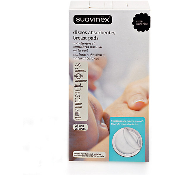 Вкладыши для бюстгальтера 28шт.одноразовые, Suavinex Вкладыши для бюстгальтера 28шт.одноразовые, SuavinexНакладки и прокладки на грудь<br>Характеристики:<br><br>• Наименование: вкладыши для бюстгальтера<br>• Материал: целлюлоза<br>• Цвет: белый<br>• Форма: круглые<br>• Комплектация: 28 вкладышей в индивидуальных упаковках<br>• Непромокаемый слой<br>• Клейкая зона для фиксации<br>• Вес: 150 г<br>• Параметры (Д*Ш*В): 9,5*10,5*20,5 см <br>• Упаковка: картонная коробка<br><br>Вкладыши для бюстгальтера 28 шт.одноразовые, Suavinex изготовлены испанским торговым брендом, специализирующимся на выпуске товаров для кормления и аксессуаров новорожденным и младенцам. Продукция от Suavinex разработана с учетом физиологических особенностей малышей и кормящих мам. <br><br>Вкладыши для бюстгальтера выполнены из нетканого полотна (целлюлозы), которое является гипоаллергенным, хорошо пропускает воздух и при намокании не сбивается в комок. Для удобства фиксации у вкладышей предусмотрена клейкая зона. В наборе содержится 28 вкладышей в индивидуальных упаковках. Использование данных гигиенических изделий позволит защитить одежду от промокания.<br><br>Вкладыши для бюстгальтера 28 шт.одноразовые, Suavinex можно купить в нашем интернет-магазине.<br><br>Ширина мм: 95<br>Глубина мм: 105<br>Высота мм: 205<br>Вес г: 150<br>Возраст от месяцев: 0<br>Возраст до месяцев: 1188<br>Пол: Женский<br>Возраст: Детский<br>SKU: 5451305