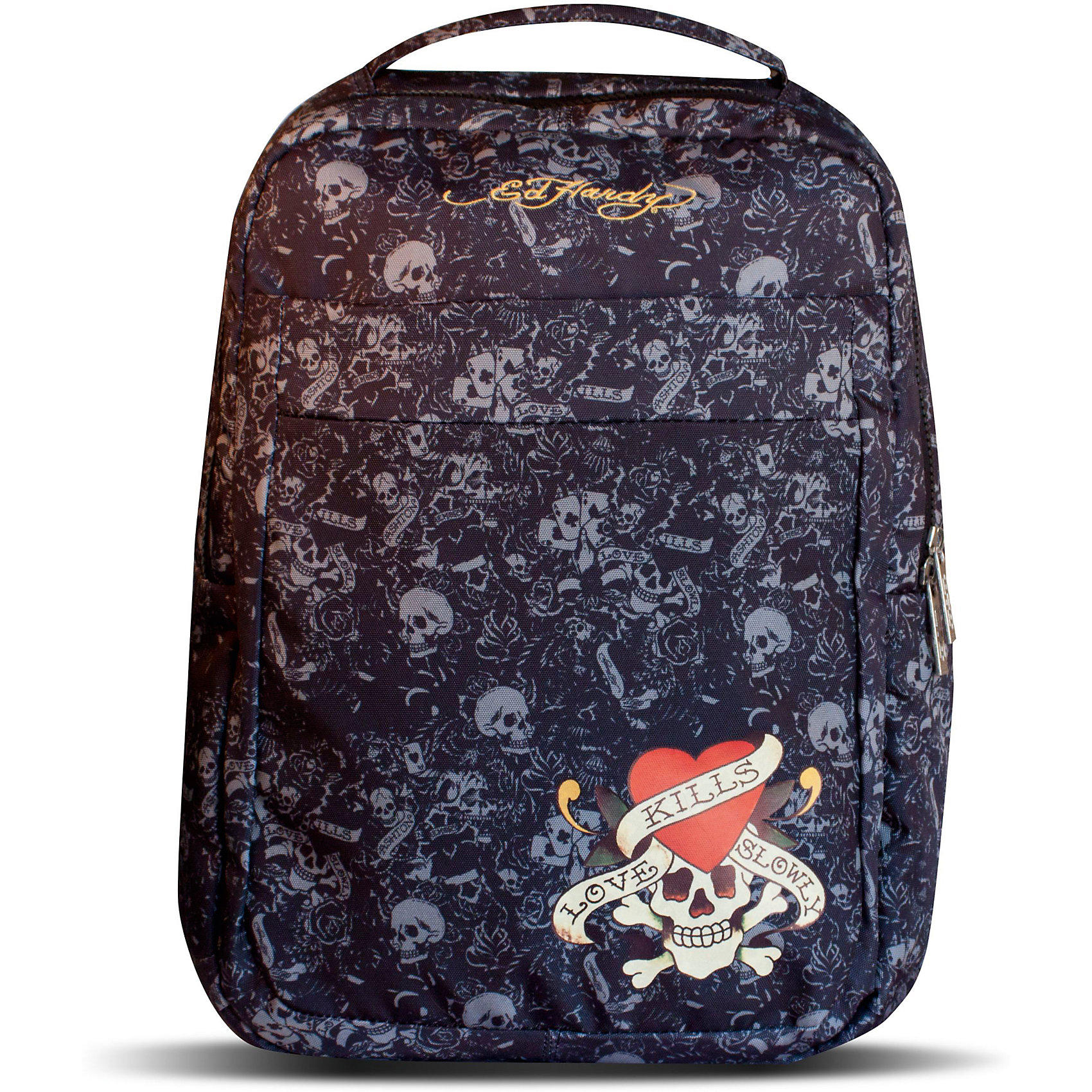 Рюкзак мягкий, Don Ed Hardy Рюкзак мягкий, Don Ed HardyРюкзаки<br>Модный и вместительный мягкий рюкзак Ed Hardy станет незаменимым помощником. Аксессуар имеет одно основное отделение на молнии, свободно вмещающее формат А4, внутри которого есть два больших кармана для тетрадей и два маленьких кармашка, подходящих для телефона или кошелька. Спереди располагается большой карман на молнии, подходящий для тетрадей. Спинка, усиленная дышащим плотным и мягким поролоном, равномерно распределяет нагрузку на позвоночник. Мягкие анатомические регулируемые лямки оберегают плечи от натирания. Светоотражающие элементы, расположенные на лямках, повышают безопасность на дороге в темное время суток. Ручка со вставкой из искусственной кожи удобна для переноски рюкзака в руке или размещения на вешалке. Аксессуар декорирован модным принтом (сублимированной печатью и шелкографией) и вышивкой. Размер: 38х28х13 см.<br><br>Ширина мм: 450<br>Глубина мм: 350<br>Высота мм: 400<br>Вес г: 550<br>Возраст от месяцев: 36<br>Возраст до месяцев: 2147483647<br>Пол: Унисекс<br>Возраст: Детский<br>SKU: 5453304