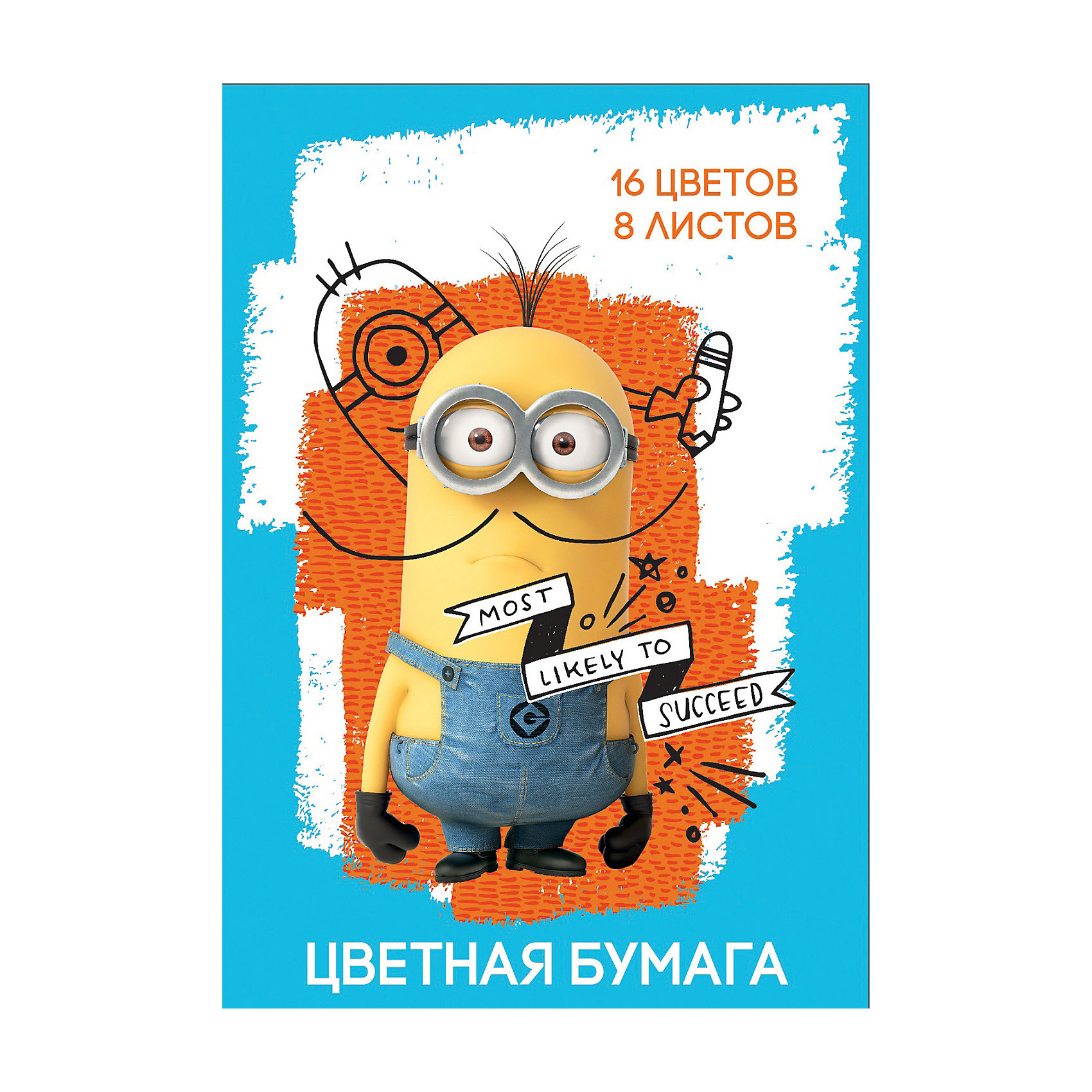 Цветная односторонняя бумага, 16 листов, 8 цветов, Гадкий Я Цветная односторонняя бумага, 16 листов, 8 цветов, Гадкий ЯМиньоны<br>Характеристики цветной односторонней бумаги 16 листов, 8 цветов, Гадкий Я:<br><br>• возраст: от 3 лет<br>• герой: Гадкий Я<br>• пол: для мальчиков и девочек<br>• комплект: 16 листов цветной бумаги<br>• состав : бумага<br>• формат: А4<br>• упаковка: картонный конверт<br>• размер упаковки: 29.2 x 0.2 x 20.5 см.<br>• бренд: Росмэн<br>• страна обладатель бренда: Россия.<br><br>Цветная бумага Гадкий Я формата А4 идеально подходит для детского творчества: создания аппликаций, оригами и других поделок. В упаковке 8 цветов (16 листов) мелованной бумаги с односторонней печатью: желтый, оранжевый, красный, синий, зеленый, фиолетовый, коричневый, черный. Упаковка: папка (29,4х20,5х0,4 см) с двумя клапанами, выполненная из мелованного картона с глянцевым лаком.<br><br>Цветную одностороннюю бумагу 16 листов, 8 цветов, Гадкий Я от бренда Росмэн можно купить в нашем интернет-магазине.<br><br>Ширина мм: 292<br>Глубина мм: 205<br>Высота мм: 20<br>Вес г: 114<br>Возраст от месяцев: 36<br>Возраст до месяцев: 2147483647<br>Пол: Унисекс<br>Возраст: Детский<br>SKU: 5453339
