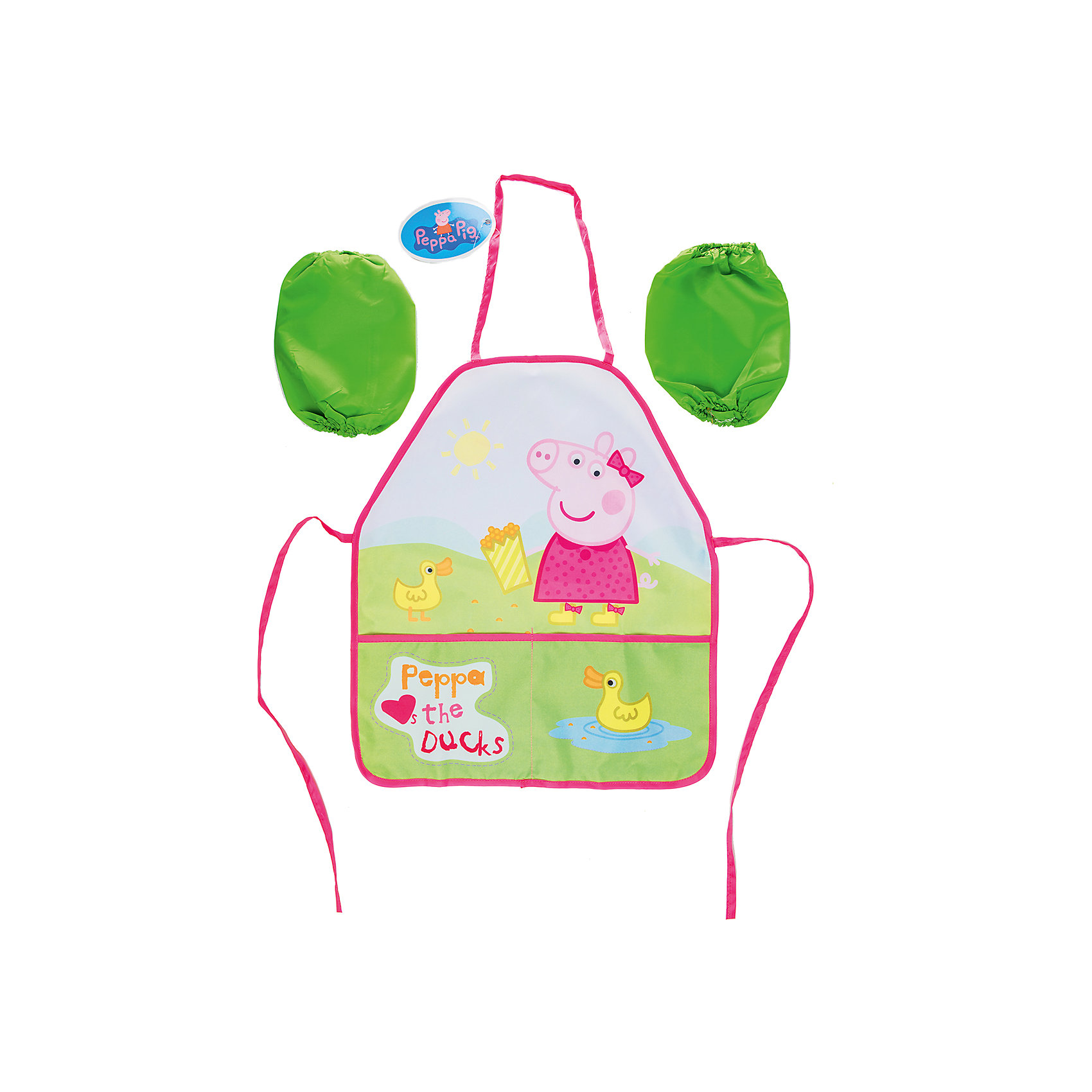 Фартук с нарукавниками Утка, Peppa Pig Фартук с нарукавниками Утка, Peppa PigРисование и лепка<br>Яркий, красочный фартук поможет малышке не испачкаться во время домашних хлопот, на уроках труда или изобразительного искусства, а очаровательная Свинка Пеппа будет радовать ее долгое время. Фартук ТМ «Свинка Пеппа» имеет удобный покрой, позволяющий ребенку самостоятельно его надевать и снимать. Тонкие тесемочки легко завязываются вокруг талии. Спереди расположено 2 вместительных кармана, в которые можно положить необходимые для работы предметы. К комплекту прилагаются 2 нарукавника, защищающие рукава от загрязнения. Изделие изготовлено из легкостирающейся, износостойкой ткани, поэтому имеет долгий срок службы.
<br>Рост: 110-128 см. Размер: 30-34. Материал: полиэстер.<br><br>Ширина мм: 190<br>Глубина мм: 220<br>Высота мм: 50<br>Вес г: 60<br>Возраст от месяцев: 36<br>Возраст до месяцев: 2147483647<br>Пол: Женский<br>Возраст: Детский<br>SKU: 5453343
