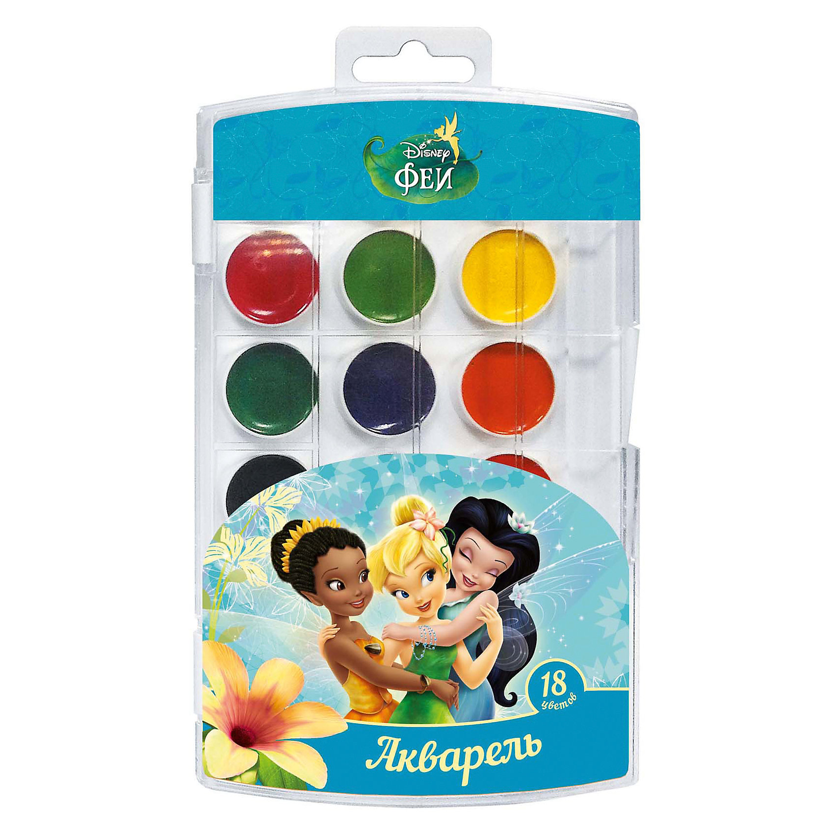 Акварель, 18 цветов, Disney Fairies Акварель, 18 цветов, Disney FairiesРисование и лепка<br>Характеристики акварели 18 цветов, Disney Fairies:<br><br>• возраст: от 3-х лет<br>• пол: для мальчиков и девочек<br>• тип: акварель<br>• состав: вода питьевая, декстрин, глицерин, сахар, органические и неорганические тонкодисперсные пигменты, консервант, наполнитель. <br>• вес: 105 гр.<br>• упаковка пенал пластмассовый<br>• размеры, пенала: 19.5 х 11.2 х 1 см<br>• размер упаковки : 20 x 11 x 1 см<br>• страна обладателя бренда: Украина <br><br>В наборе акварельных красок «Disney» Феи 18 ярких, насыщенных цветов. Краски превосходно подходят для рисования: они хорошо размываются водой, легко наносятся на поверхность, быстро сохнут, безопасны при использовании по назначению. Состав: вода питьевая, декстрин, глицерин, сахар, органические и неорганические тонкодисперсные пигменты, консервант, наполнитель. Срок годности не ограничен.<br><br>Акварель, 18 цветов, Disney Fairies можно купить в нашем интернет-магазине.<br><br>Ширина мм: 195<br>Глубина мм: 110<br>Высота мм: 100<br>Вес г: 118<br>Возраст от месяцев: 36<br>Возраст до месяцев: 2147483647<br>Пол: Женский<br>Возраст: Детский<br>SKU: 5453360