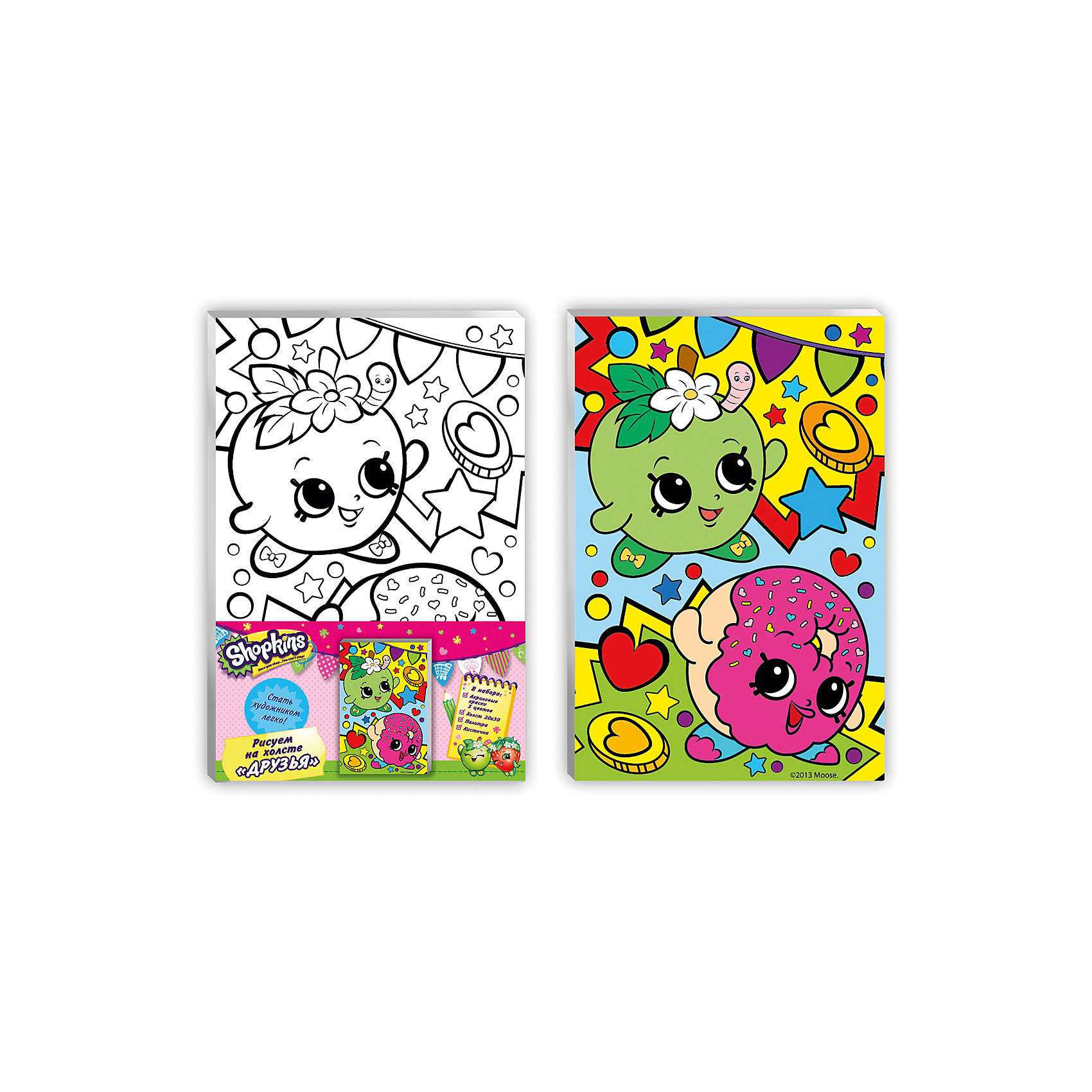 Роспись по холсту Друзья, ТМ Шопкинс, Shopkins Роспись по холсту Друзья, ТМ Шопкинс, ShopkinsРисование<br>Характеристики товара:<br><br>• комплект: акриловые краски 5 цветов, холст, палитра, кисточки<br>• размер картинки: 20х30 см<br>• состав: текстиль, дерево, акрил, металл, пластик<br>• размер упаковки: 20х30x1.5 см<br>• страна бренда: Россия<br>• страна изготовитель: Китай<br><br>В набор для творчества входит все, чтобы создать настоящее произведение искусства своими руками: холст с нанесенными контурами рисунка, краски, палитра, кисточка. Можно раскрасить рисунок по образцу. А смешивая краски, юный художник получит новые цвета и оттенки. Ткань обработана специальным составом, который обеспечивает нанесение красок равномерным слоем.<br><br>Роспись по холсту Друзья, ТМ Шопкинс, Shopkins вы можете приобрести в нашем интернет-магазине.<br><br>Ширина мм: 200<br>Глубина мм: 300<br>Высота мм: 150<br>Вес г: 230<br>Возраст от месяцев: 36<br>Возраст до месяцев: 2147483647<br>Пол: Женский<br>Возраст: Детский<br>SKU: 5453430
