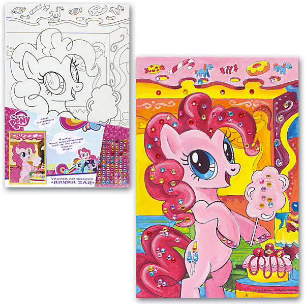 Рисуем по холсту Пинки Пай, MyLittlePony Рисуем по холсту Пинки Пай, MyLittlePonyMy little Pony<br>Характеристики товара:<br><br>• комплект: холст на картонной основе с контурным рисунком, стразы с клеевым слоем, подвес, скотч<br>• размер картинки: 20х30 см<br>• упаковка: пленка<br>• акриловые краски легко ложатся на холст, быстро сохнут, хорошо растворяются в воде, после высыхания становятся водонепроницаемыми<br>• состав: 100% хлопок, картон, пластик<br>• страна бренда: Россия<br>• страна изготовитель: Китай<br><br>В набор для творчества входит все, чтобы создать настоящее произведение искусства своими руками: холст с нанесенными контурами рисунка, краски, палитра, кисточка. Можно раскрасить рисунок по образцу. Смешивая краски, юный художник получит новые цвета и оттенки. Ткань обработана специальным составом, который обеспечивает нанесение красок равномерным слоем.<br><br>Набор «Рисуем по холсту Пинки Пай, MyLittlePony» вы можете приобрести в нашем интернет-магазине.<br><br>Ширина мм: 300<br>Глубина мм: 210<br>Высота мм: 50<br>Вес г: 130<br>Возраст от месяцев: 36<br>Возраст до месяцев: 2147483647<br>Пол: Женский<br>Возраст: Детский<br>SKU: 5453438