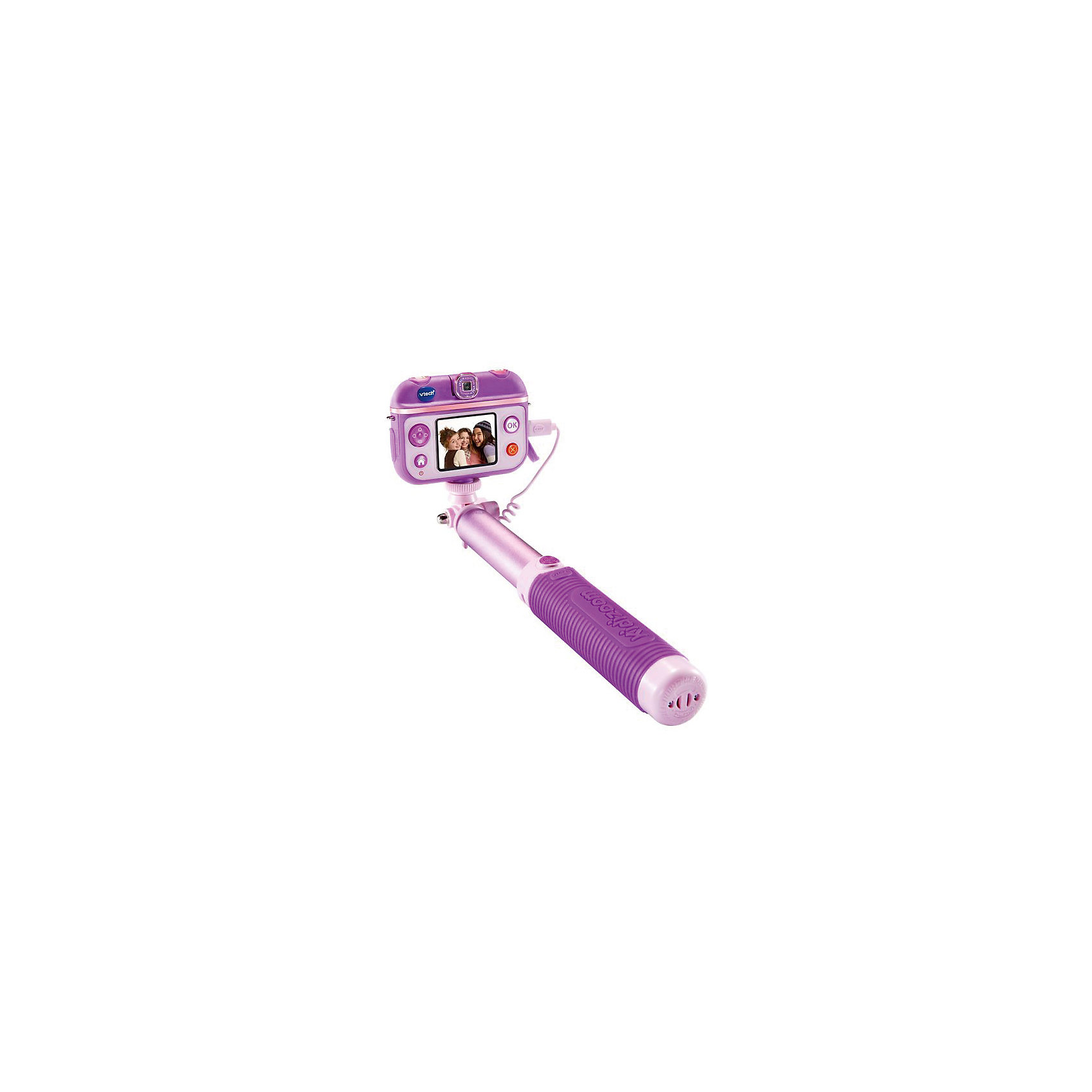 Селфи камера, Vtech Селфи камера, VtechДетская электроника<br>Характеристики:<br><br>• Материал: пластик <br>• Комплектация: камера, раздвижная селфи-палка, кабель, инструкция<br>• Разрешение камеры: 0,3 Мп<br>• Повород объектива: 180 градусов<br>• Анимационные эффекты<br>• Встроенное приложение Студия красоты<br>• 3 встроенные игры<br>• Объем памяти устройства: 128 МБ (на 600 фото)<br>• Размеры (Д*Ш*В): 20*6*27 см<br>• Вес: 520 г<br>• Особенности ухода: допускается сухая чистка<br><br>Селфи камера, Vtech – это многофункциональный интерактивный гаджет от французского производителя, который является мировым лидером по выпуску электронных обучающих устройств и игрушек. Эти уникальные часы относятся к последнему поколению обучающих электронных устройств для детей. <br><br>Многофункциональная камера включают в себя множество полезных и необходимых функций, которые позволят вашему ребенку осваивать современные технологии. В комплекте имеется раздвижная селфи палка с встроенным кабелем. Большой объем памяти позволяет хранить до 600 снимков. Без подзарядки камера может непрерывно снимать видео в течение 2,5 часов, в режиме фото – до 10 часов непрерывной работы. <br><br>Различные встроенные функции позволят обрабатывать и оформлять изображения, создавать из них анимированные ролики с музыкальным сопровождением.<br>Корпус и элементы камеры выполнены из прочного пластика, устойчивого к появлению царапин и сколов.<br><br>Селфи камеру, Vtech можно купить в нашем интернет-магазине.<br><br>Ширина мм: 200<br>Глубина мм: 279<br>Высота мм: 58<br>Вес г: 600<br>Возраст от месяцев: 72<br>Возраст до месяцев: 108<br>Пол: Женский<br>Возраст: Детский<br>SKU: 5471078