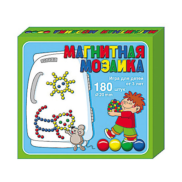 Мозаика магнитная, 180 элементов, Десятое королевство Мозаика магнитная, 180 элементов, Десятое королевствоМозаика<br>Мозаика магнитная, 180 элементов, Десятое королевство<br><br>Характеристики:<br><br>• В комплекте: 180 элементов, магниты, схема<br>• Количество цветов: 4<br>• Форма магнитов: круглые<br>• Возраст: от 5 лет<br><br>Эта универсальная мозаика позволит ребенку развить свои творческие способности, мелкую моторику и подарит много часов увлекательной игры! В набор входит 180 пластмассовых элементов различных цветов, а так же магниты. Из этих деталей можно составлять любые рисунки, какие только можно придумать или воспользоваться схемой на упаковке набора.<br><br>Мозаика магнитная, 180 элементов, Десятое королевство можно купить в нашем интернет-магазине.<br><br>Ширина мм: 200<br>Глубина мм: 175<br>Высота мм: 35<br>Вес г: 280<br>Возраст от месяцев: 36<br>Возраст до месяцев: 60<br>Пол: Унисекс<br>Возраст: Детский<br>SKU: 5471708