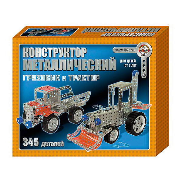Конструктор металлический Грузовик и трактор, 345 деталей, Десятое королевство Конструктор металлический Грузовик и трактор, 345 деталей, Десятое королевствоМеталлические конструкторы<br>Конструктор металлический Грузовик и трактор, 345 деталей, Десятое королевство<br><br>Характеристики: <br><br>• Возраст: от 6 лет<br>• Материал: металл<br>• В комплекте: 345 детали<br><br>Данный металлический конструктор состоит из различных по размеру деталей и позволяет собрать множество видов транспорта и техники. Он создан из качественного, безопасного для детей материала и в него удобно играть, как в одиночку, так и в компании. Набор содержит инструкцию для удобства сборки и соответствует передовым требованиям качества.<br><br>Конструктор металлический Грузовик и трактор, 345 деталей, Десятое королевство можно купить в нашем интернет-магазине.<br><br>Ширина мм: 345<br>Глубина мм: 270<br>Высота мм: 60<br>Вес г: 1048<br>Возраст от месяцев: 84<br>Возраст до месяцев: 2147483647<br>Пол: Мужской<br>Возраст: Детский<br>SKU: 5473802