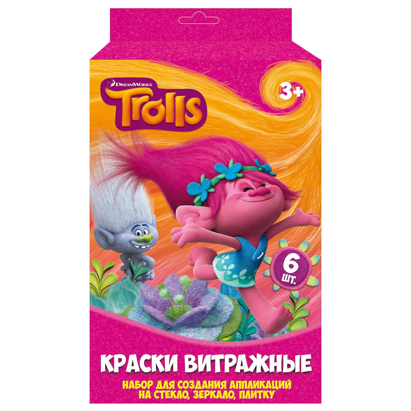 Витражные краски Тролли Витражные краски ТроллиВитражи<br>Витражные краски Тролли<br><br>Характеристики:<br><br>• В набор входит: две основы, краски 6 тюбиков, обводные контуры 4 шт<br>• Размер упаковки: 14,5 * 4 * 14 см.<br>• Вес: 117 г.<br>• Страна производитель: Китай<br><br>Безопасный состав и лёгкость выполнения этих красивых витражных узоров придут по вкусу юным фанатам мультфильма о троллях. Подробная инструкция пошагово объяснит ход действий для самостоятельного приготовления четырёх отдельных рисунков.<br><br>Витражные краски Тролли можно купить в нашем интернет-магазине.<br><br>Ширина мм: 1<br>Глубина мм: 145<br>Высота мм: 200<br>Вес г: 180<br>Возраст от месяцев: 36<br>Возраст до месяцев: 2147483647<br>Пол: Женский<br>Возраст: Детский<br>SKU: 5478244