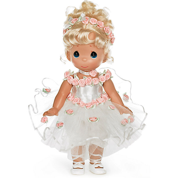Кукла Танец в сердце, блондинка, 30 см, Precious Moments Кукла Танец в сердце, блондинка, 30 см, Precious MomentsКуклы<br>Характеристики товара:<br><br>• возраст: от 5 лет;<br>• материал: винил, текстиль;<br>• высота куклы: 30 см;<br>• размер упаковки: 35х20х10 см;<br>• вес упаковки: 355 гр.;<br>• страна производитель: Филиппины.<br><br>Кукла «Танец в сердце» Precious Moments — коллекционная кукла с выразительными голубыми глазками и светлыми кудрявыми волосами. Куколка одета в белоснежное платье, украшенное розами. У куклы имеются подвижные детали. Она выполнена из качественного безопасного материала.<br><br>Куклу «Танец в сердце» Precious Moments можно приобрести в нашем интернет-магазине.<br><br>Ширина мм: 140<br>Глубина мм: 300<br>Высота мм: 80<br>Вес г: 428<br>Возраст от месяцев: 36<br>Возраст до месяцев: 2147483647<br>Пол: Женский<br>Возраст: Детский<br>SKU: 5482501