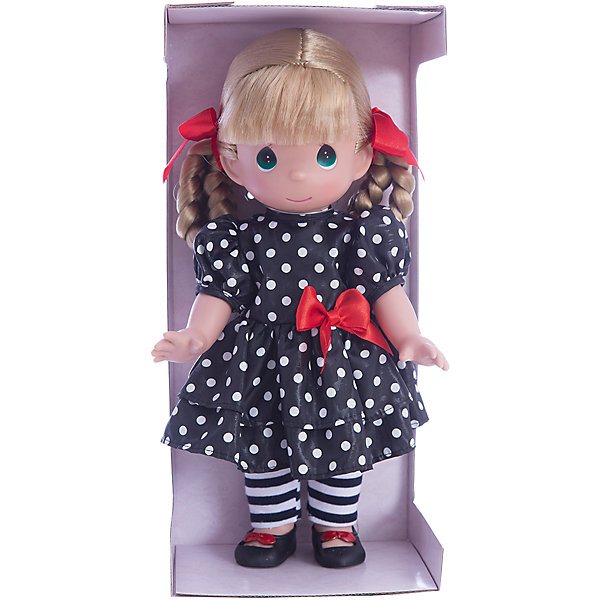 Кукла Мода навсегда, 30 см, Precious Moments Кукла Мода навсегда, 30 см, Precious MomentsКуклы<br>Характеристики товара:<br><br>• возраст: от 5 лет;<br>• материал: винил, текстиль;<br>• высота куклы: 30 см;<br>• размер упаковки: 30х18х12 см;<br>• вес упаковки: 470 гр.;<br>• страна производитель: Филиппины.<br><br>Кукла «Мода навсегда» Precious Moments — коллекционная кукла с выразительными карими глазками и светлыми волосами, заплетенными в косички. Куколка одета в черное платье в белый горошек и полосатые колготки. У куклы имеются подвижные детали. Она выполнена из качественного безопасного материала.<br><br>Куклу «Мода навсегда» Precious Moments можно приобрести в нашем интернет-магазине.<br><br>Ширина мм: 140<br>Глубина мм: 300<br>Высота мм: 80<br>Вес г: 428<br>Возраст от месяцев: 36<br>Возраст до месяцев: 2147483647<br>Пол: Женский<br>Возраст: Детский<br>SKU: 5482508
